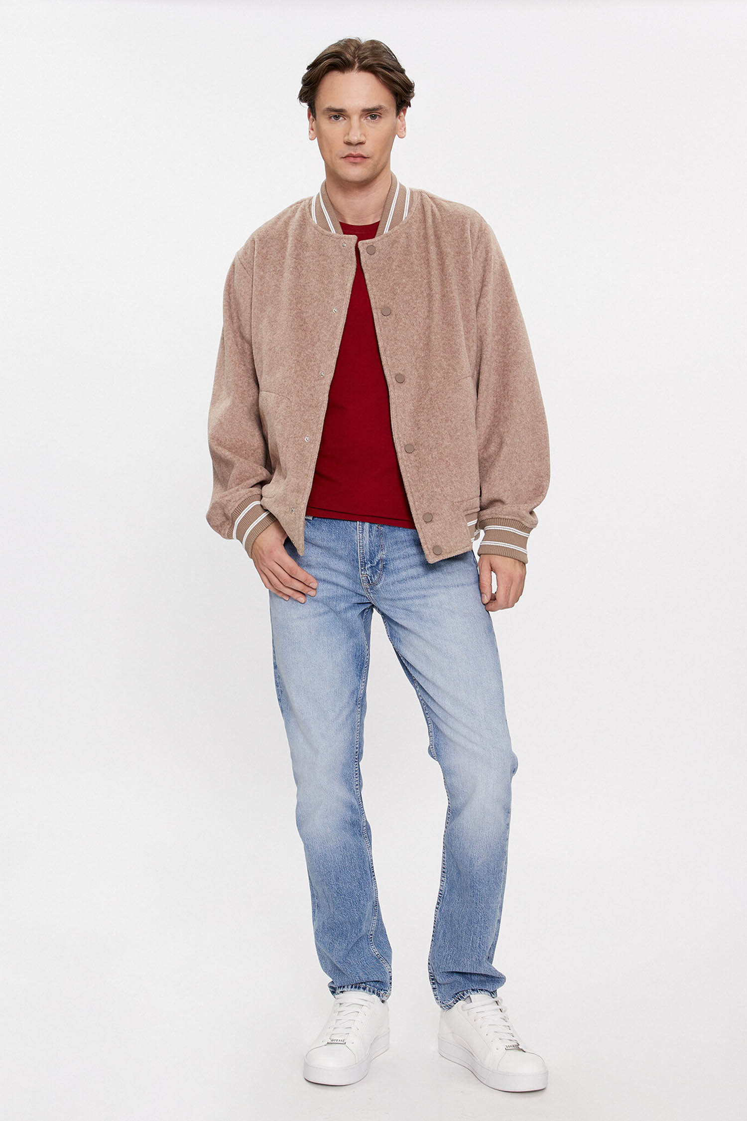 Мужской бежевый бомбер Guess M4RL39.WFWS2;F1AX