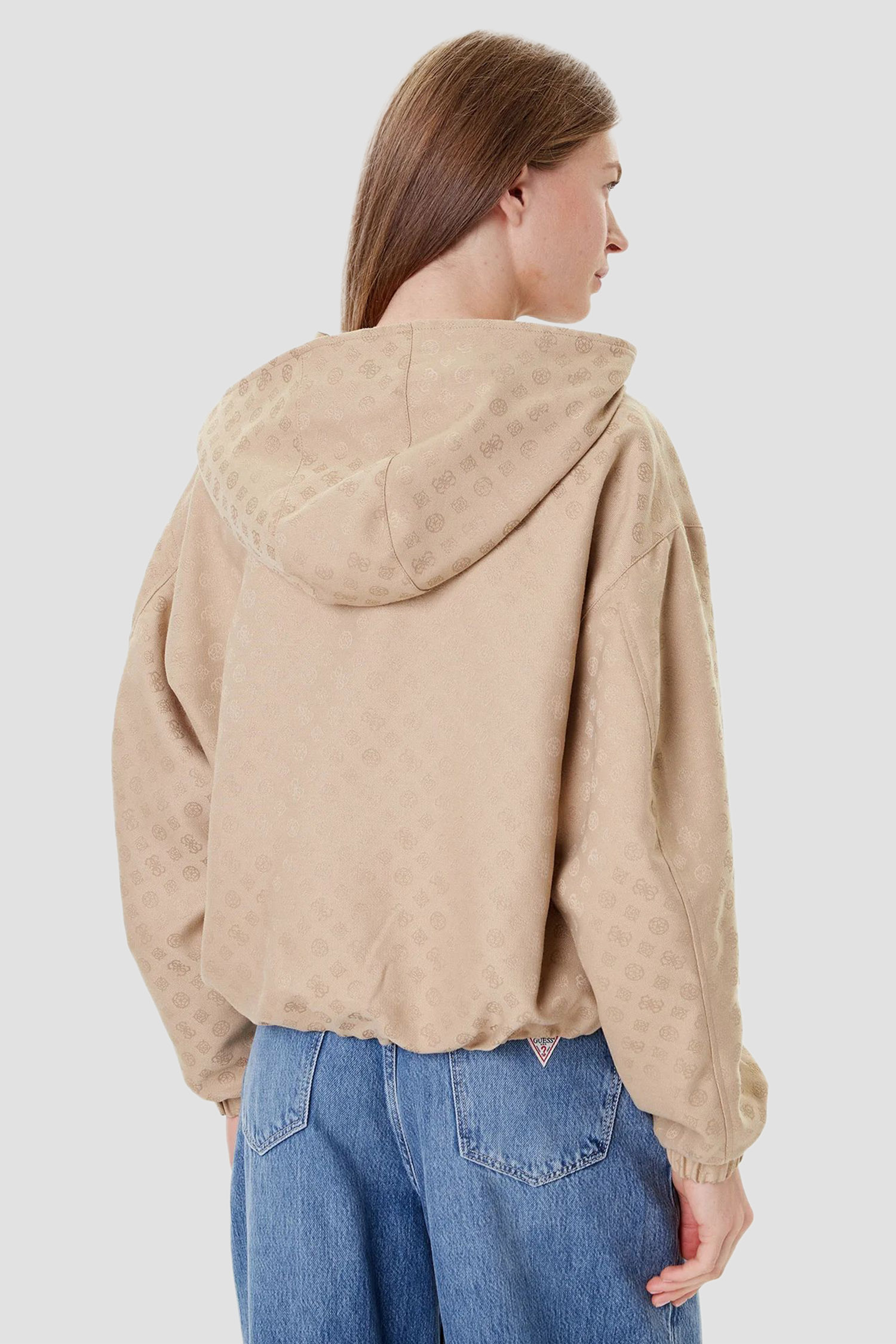 Женская бежевая куртка с узором Guess V5YL02.WH492;F0EL