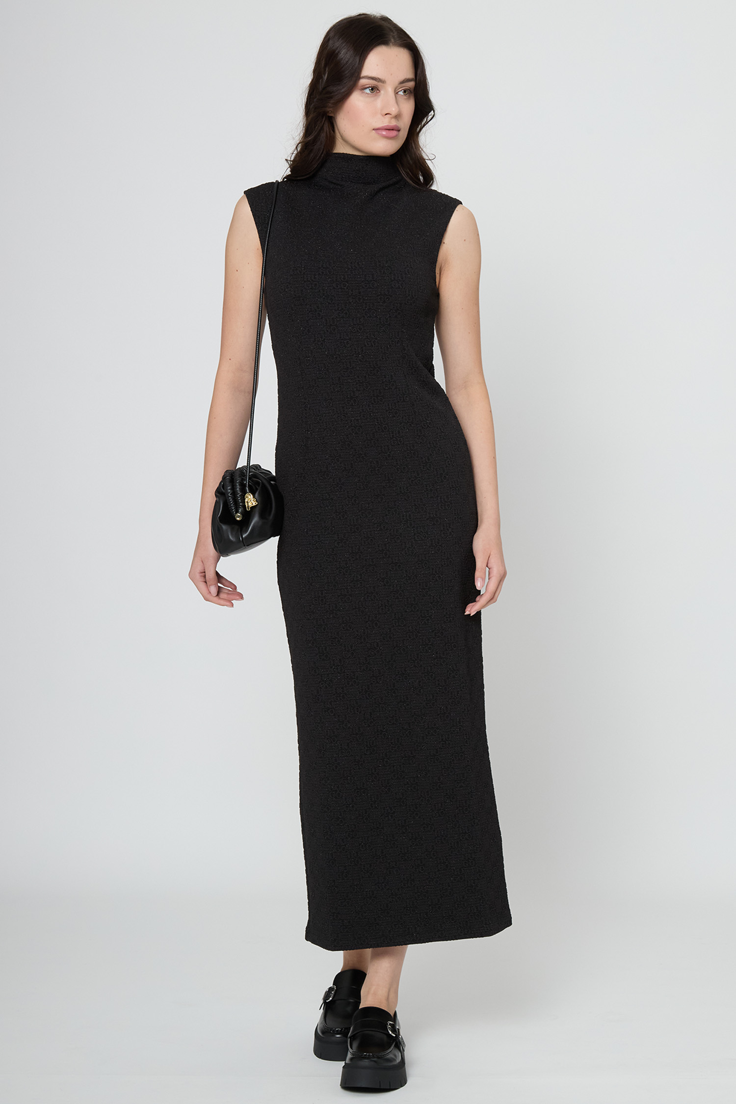 Женское черное платье с узором HUGO 50550118;001