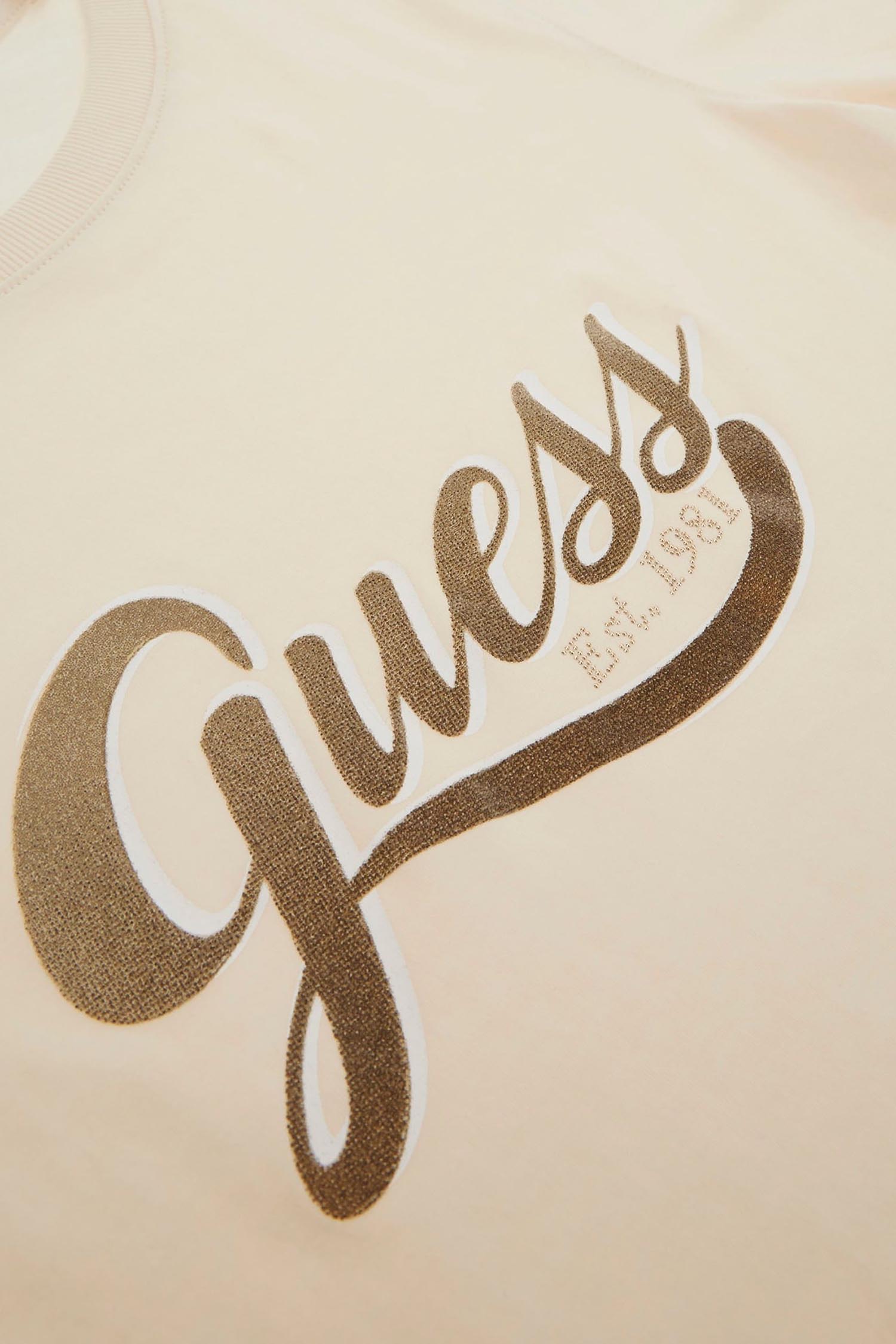 Женская бежевая футболка Guess W4YI09.JA914;G1E0