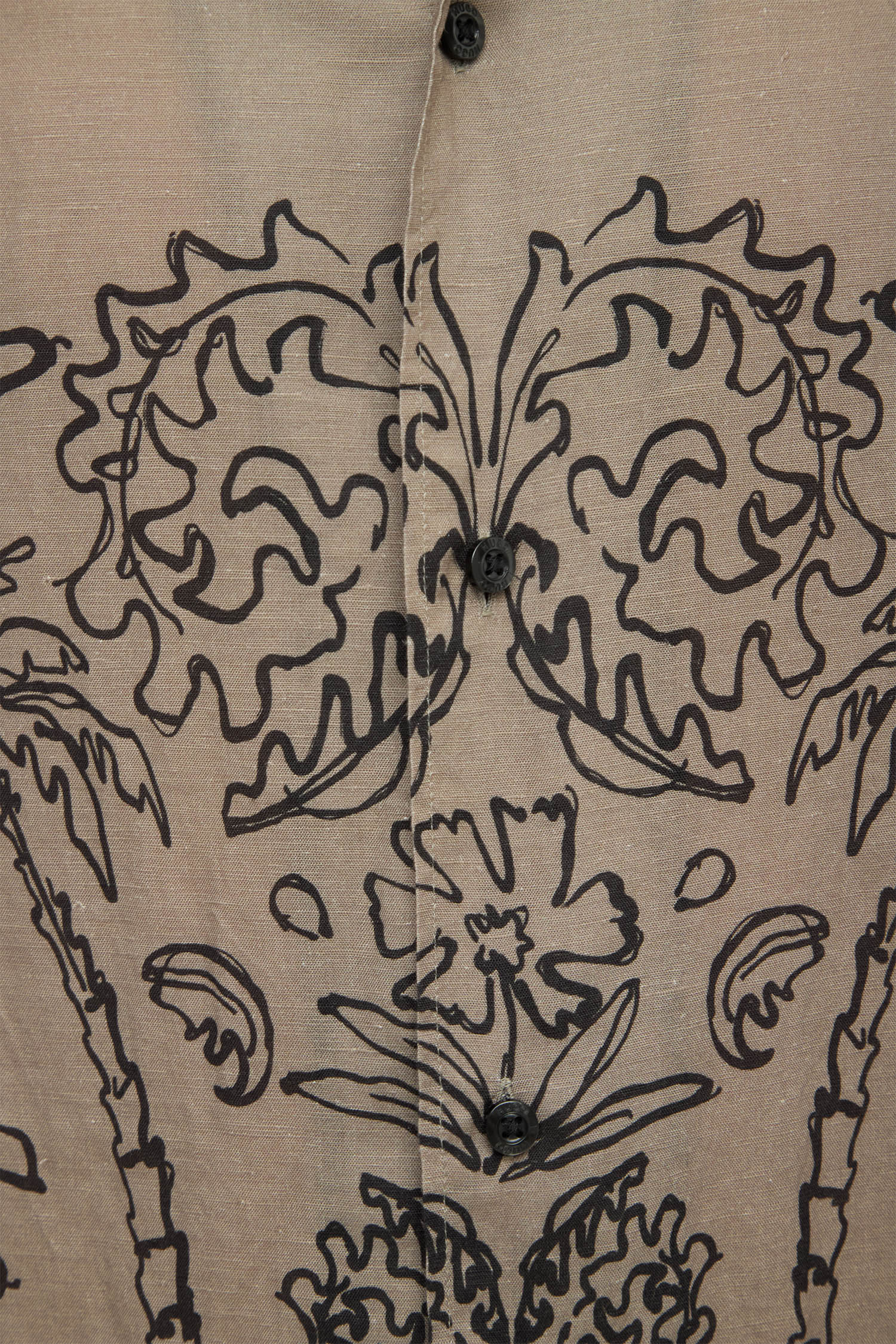 Мужская оливковая льняная рубашка с узором HUGO 50539655;219