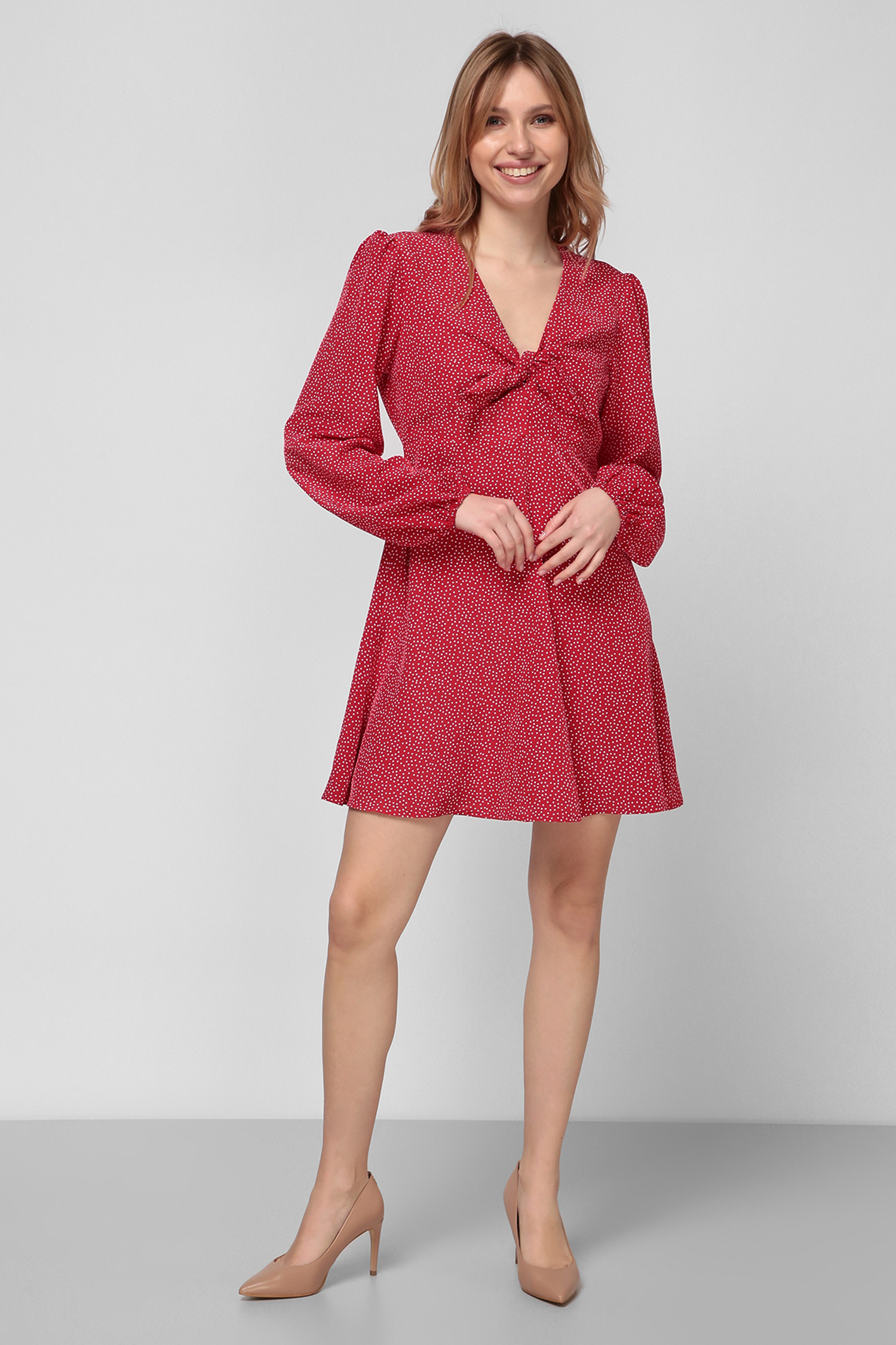 Женское красное платье в горошек Guess W1GK1J.WDEK0;P57N