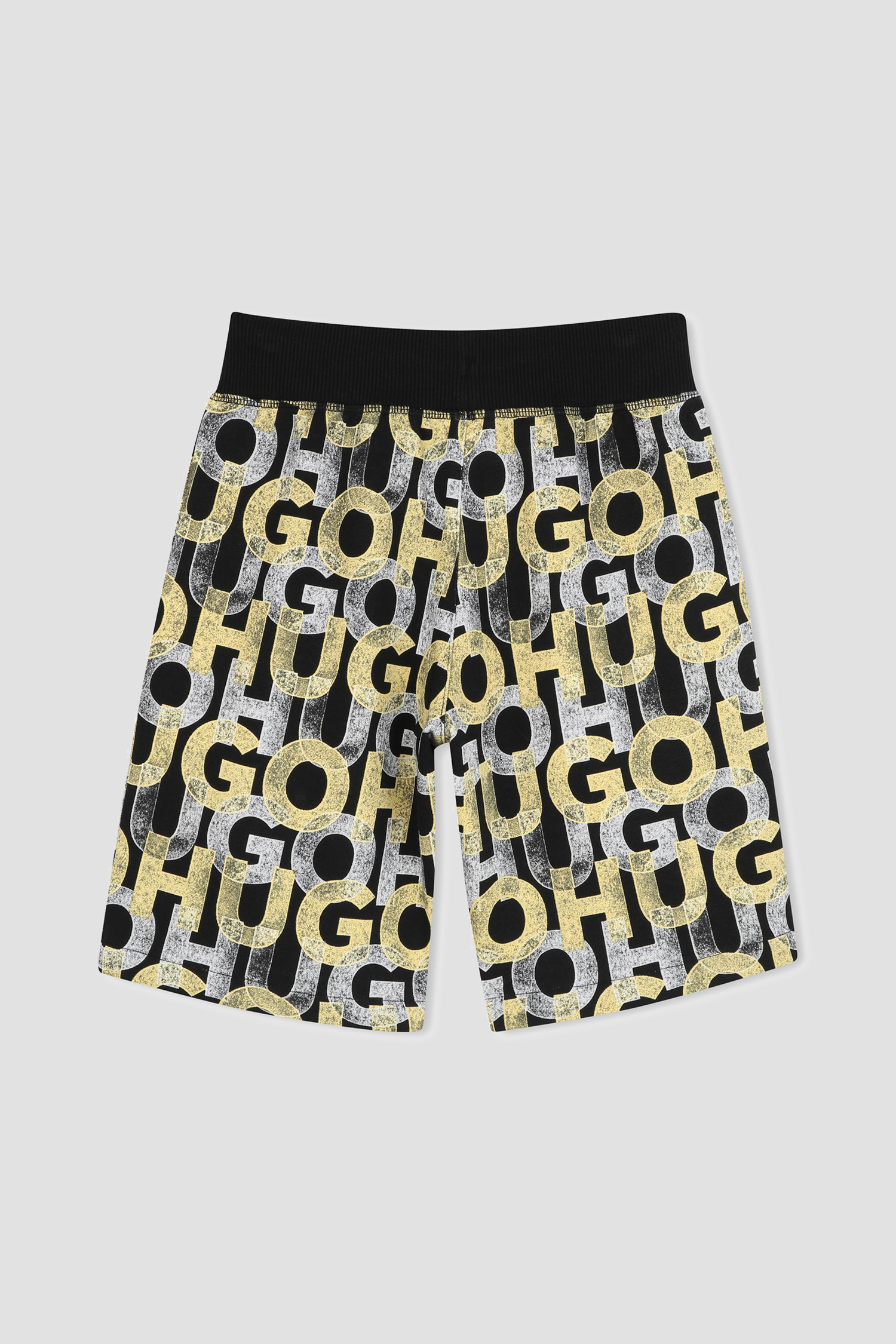 Детские черные шорты с узором HUGO kids G00368;M55