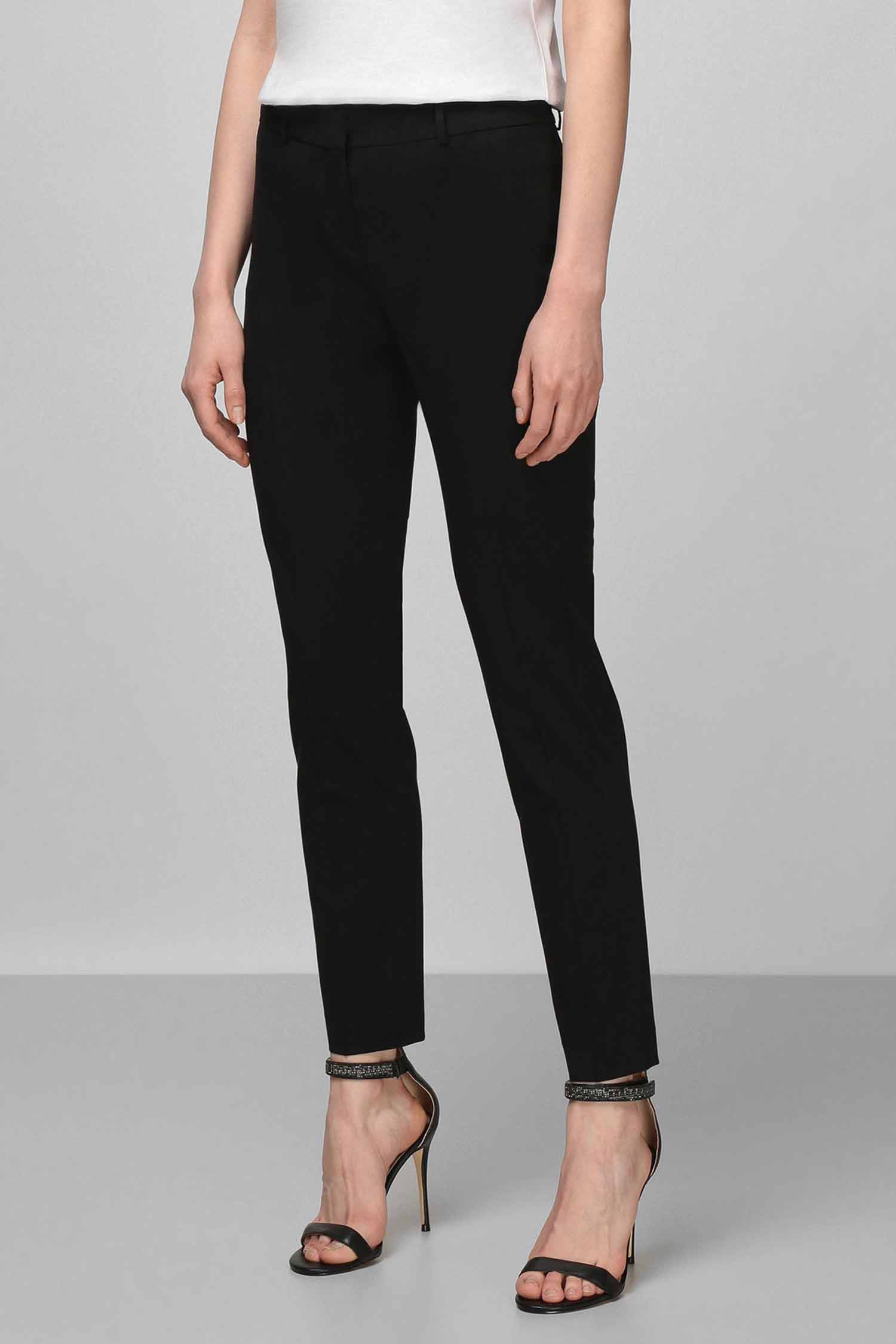Женские черные шерстяные брюки BOSS 50291861;001