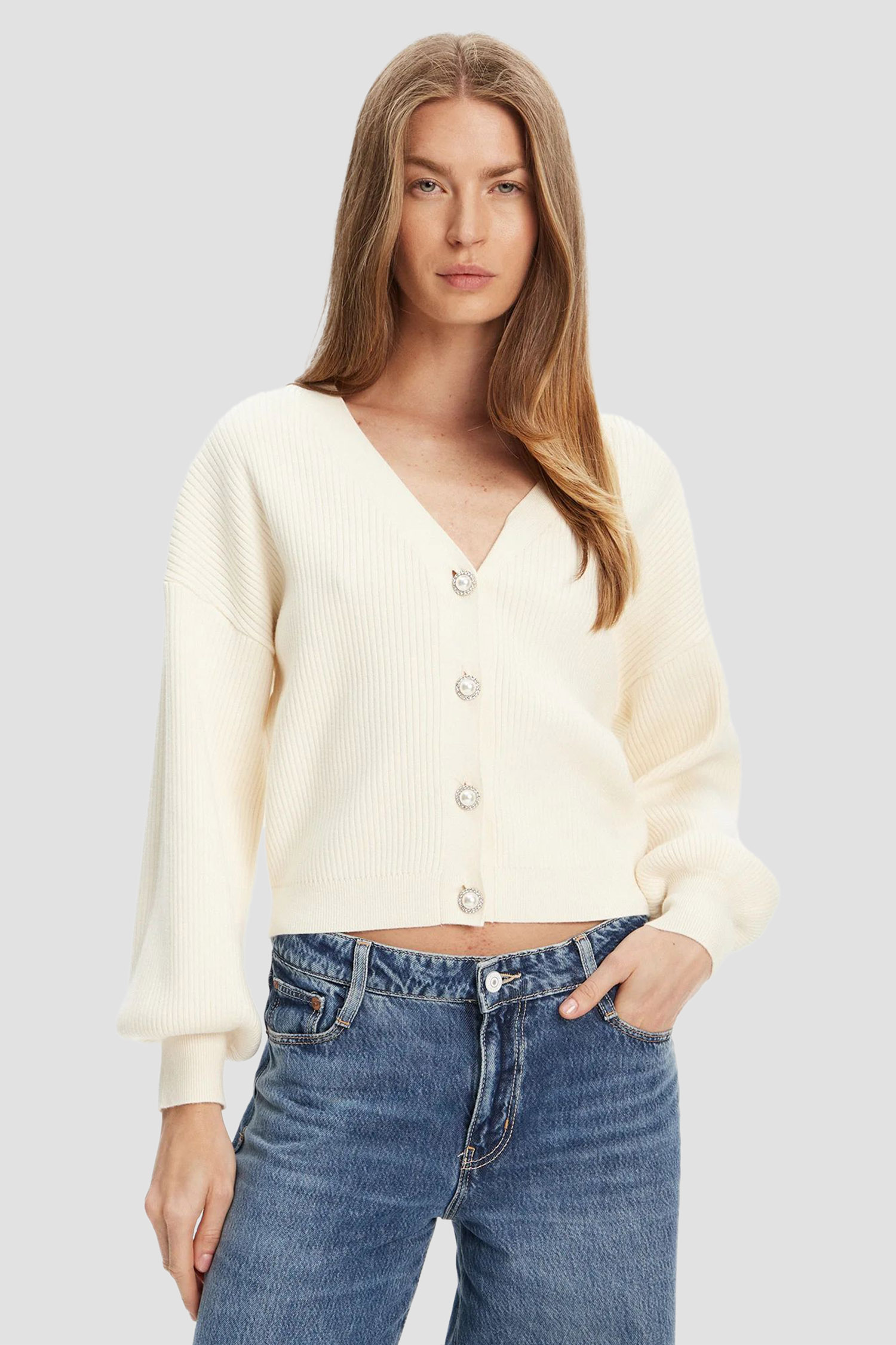 Женский белый кардиган Guess W5YR07.Z2ZK2;G012