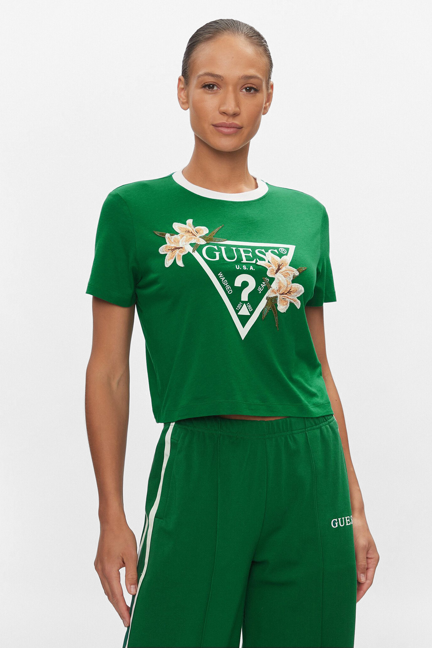 Жіноча зелена футболка Guess V4GI02.K46D1;G8FZ