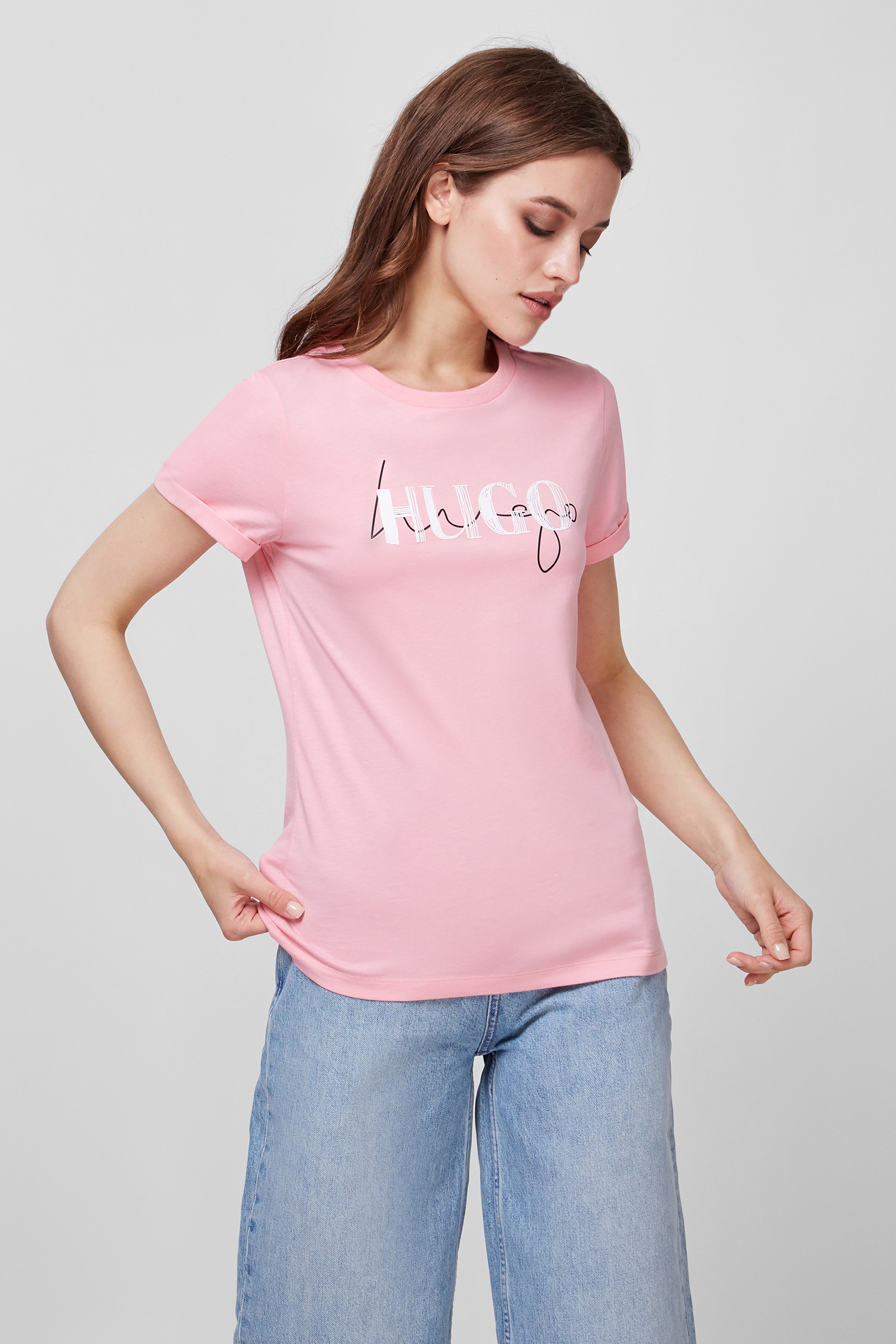 Жіноча рожева футболка HUGO 50453144;674