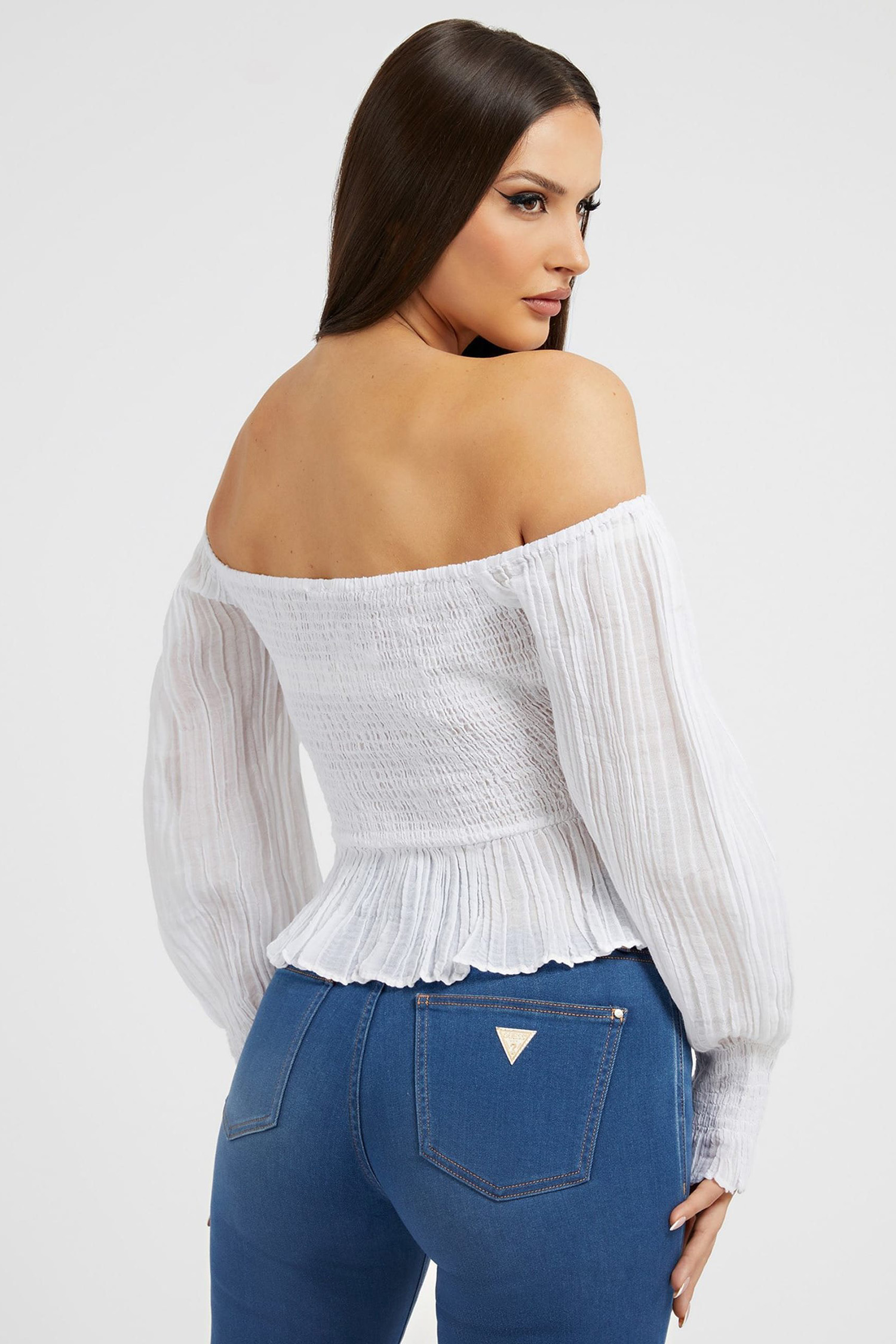 Женский белый топ Guess W2BH55.WE340;G011