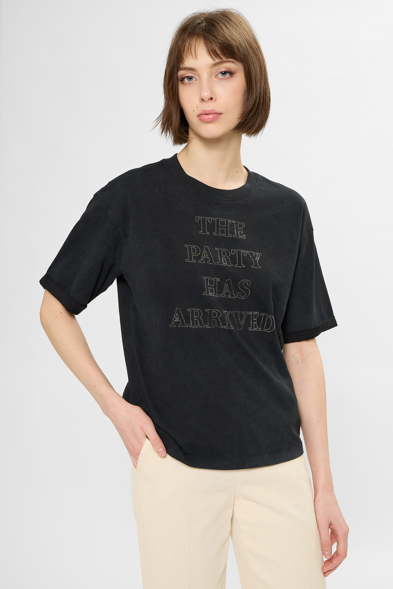 Жіноча чорна футболка BOSS 50549195;001