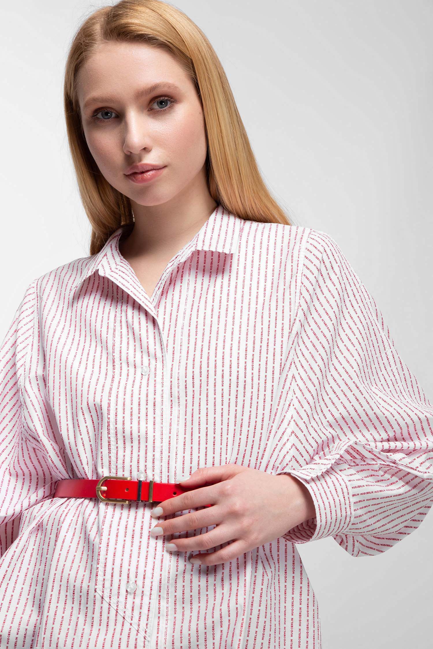 Женский красный кожаный ремень HUGO 50391313;622