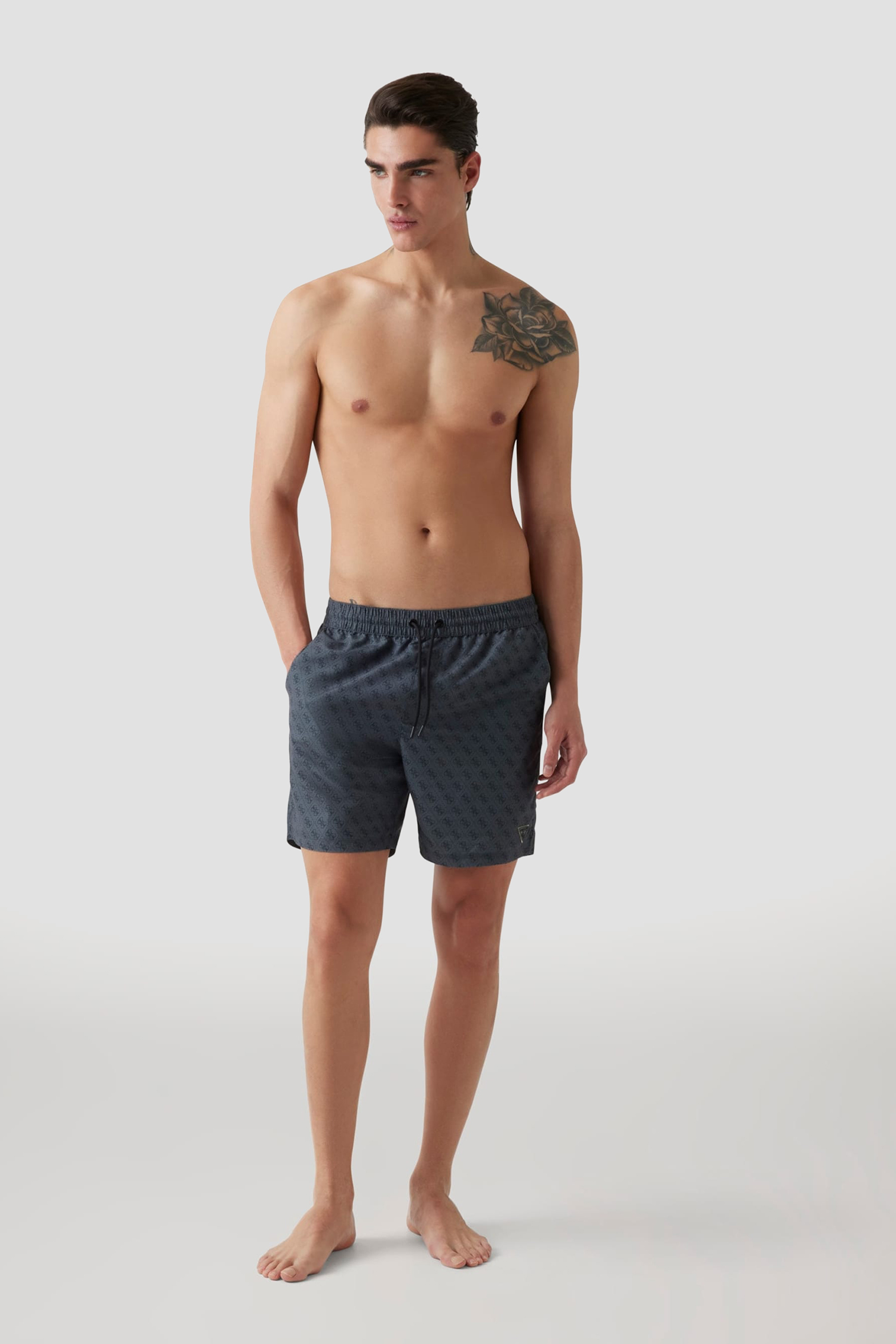 Мужские темно-серые плавательные шорты с узором Guess F5GT00.WG2D2;PJ1G