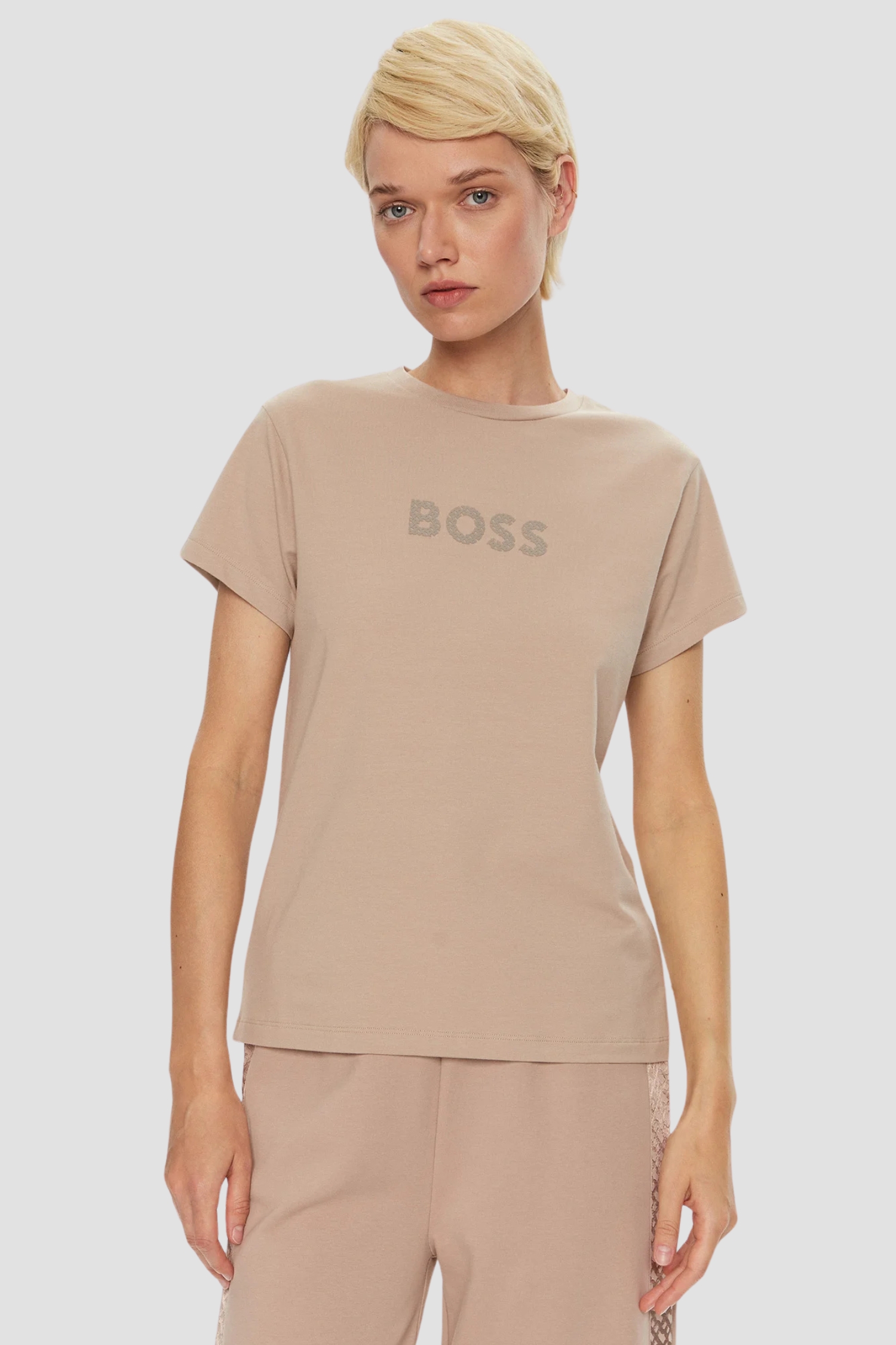 Женская бежевая футболка BOSS 50527303;298