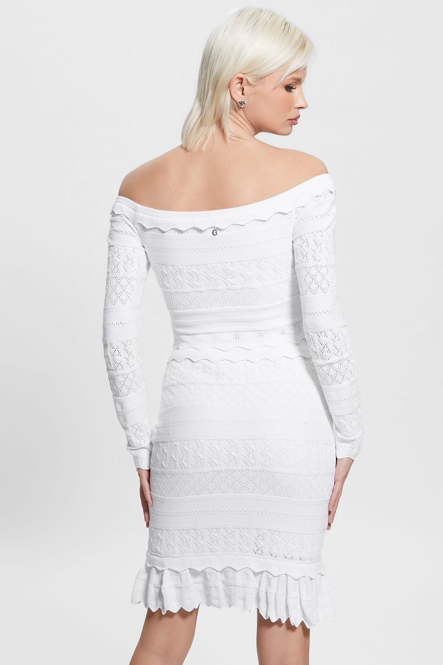 Женский белый топ с узором Guess W3GR11.Z36H2;G011