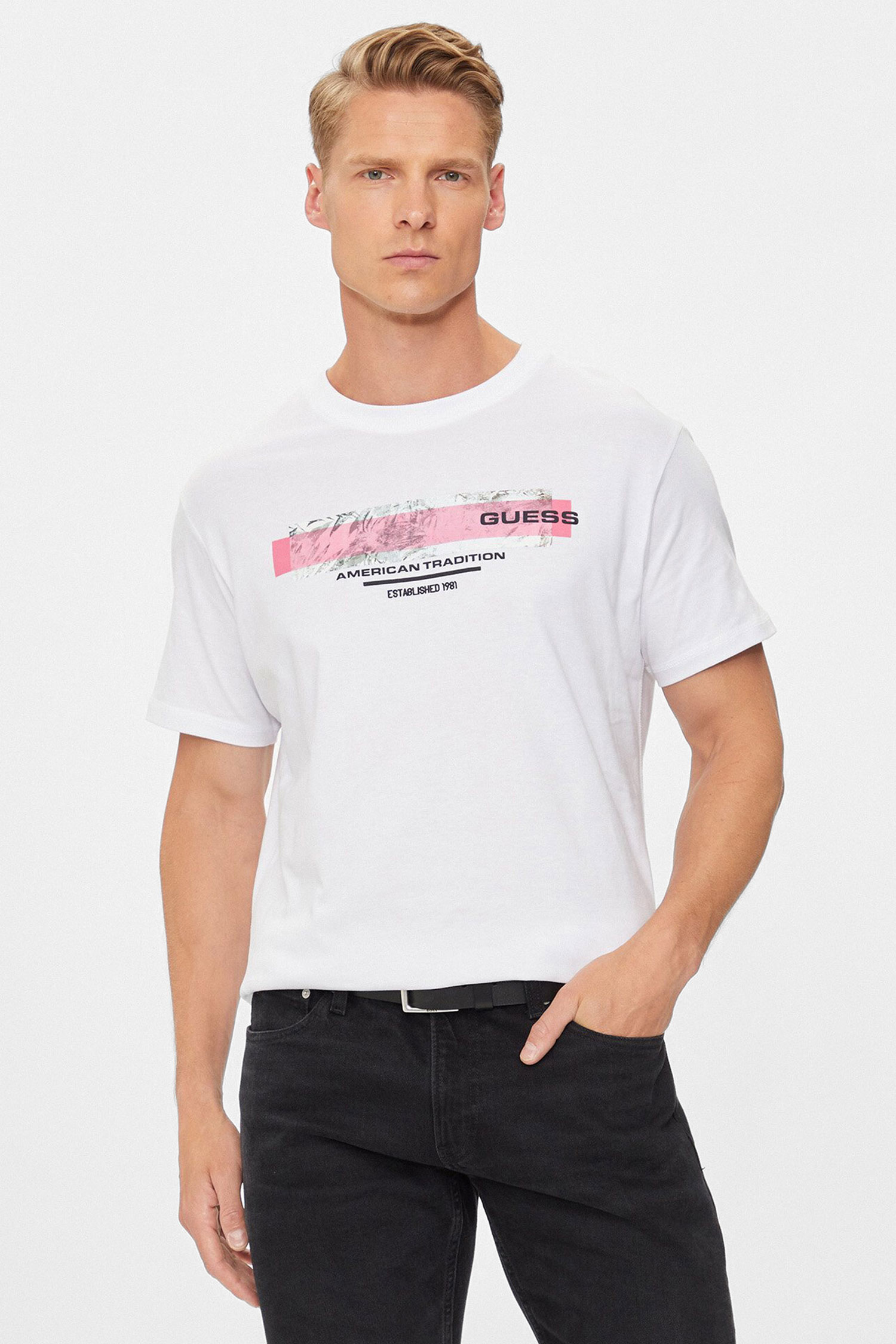 Мужская белая футболка Guess M4YI03.I3Z14;G011
