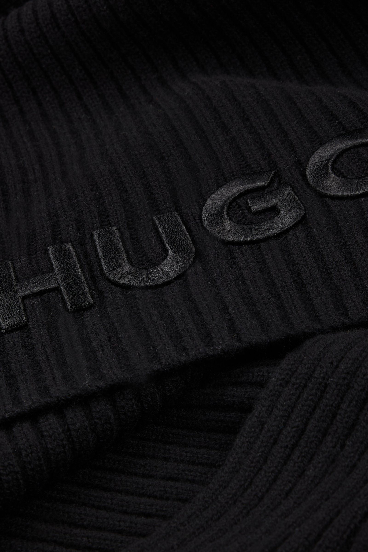 Мужской черный шерстяной шарф HUGO 50527826;001