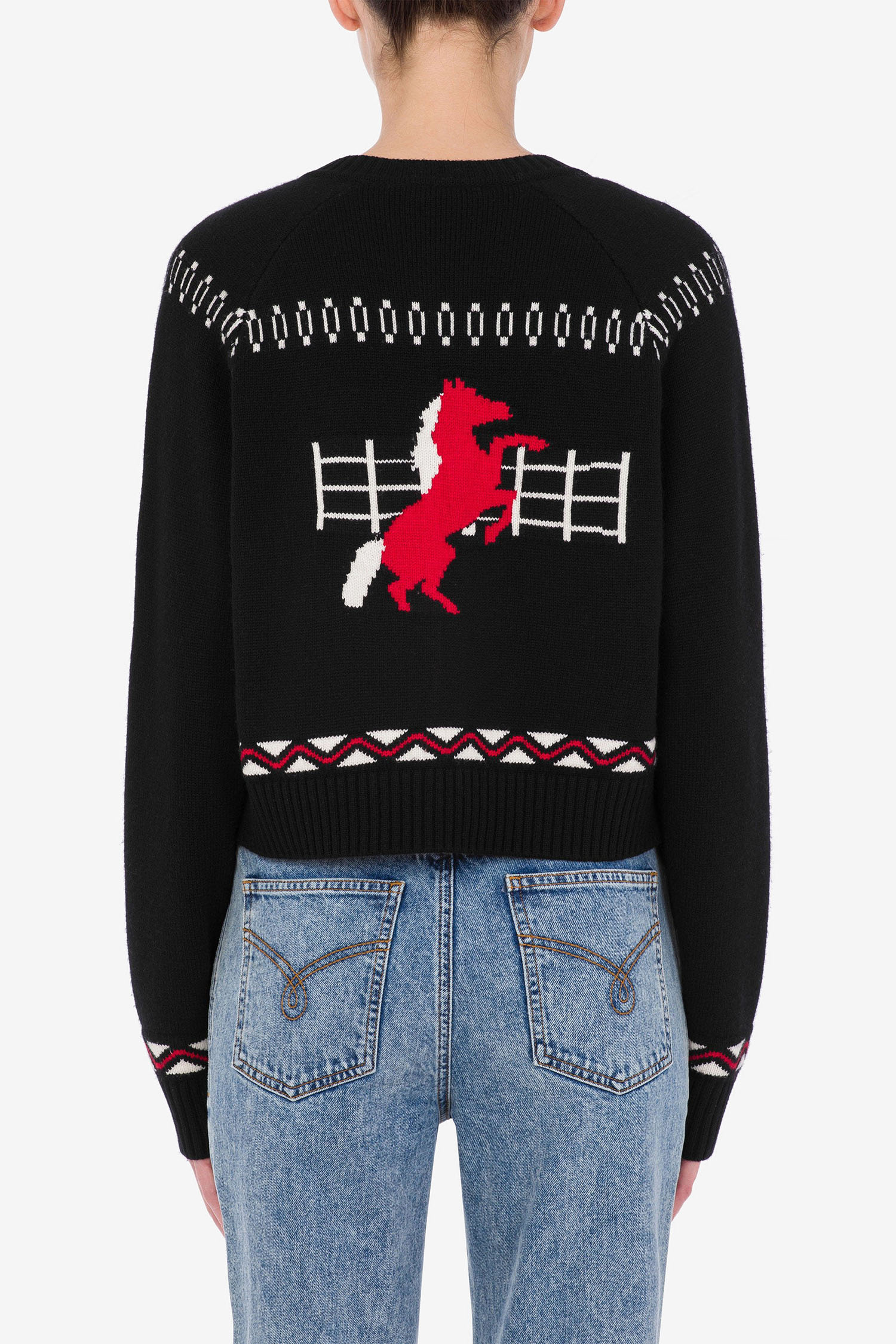 Женский черный шерстяной кардиган Moschino J0940.8705;3555