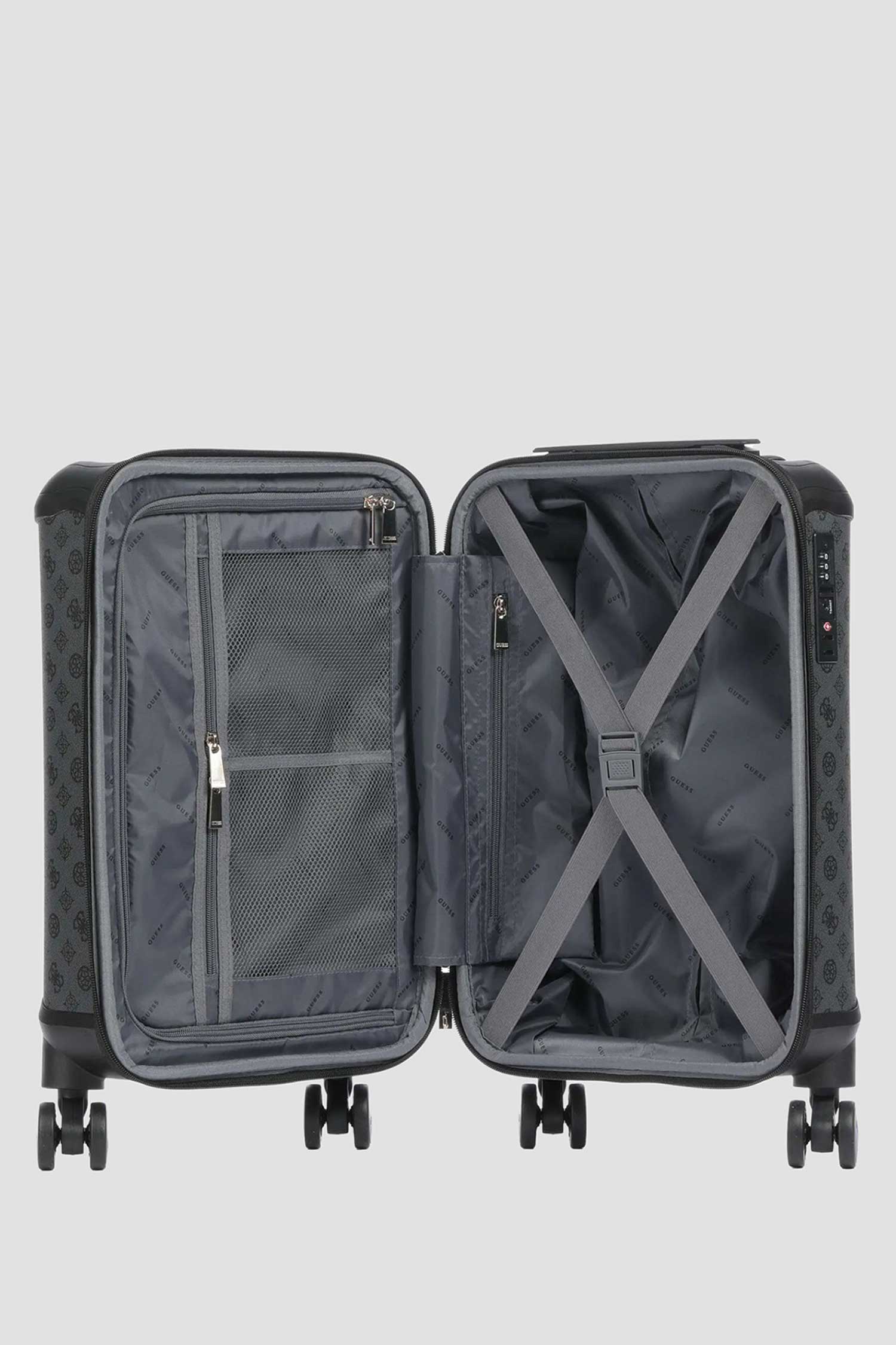 Темно-серый чемодан с узором Guess TWY745.29830;CHC