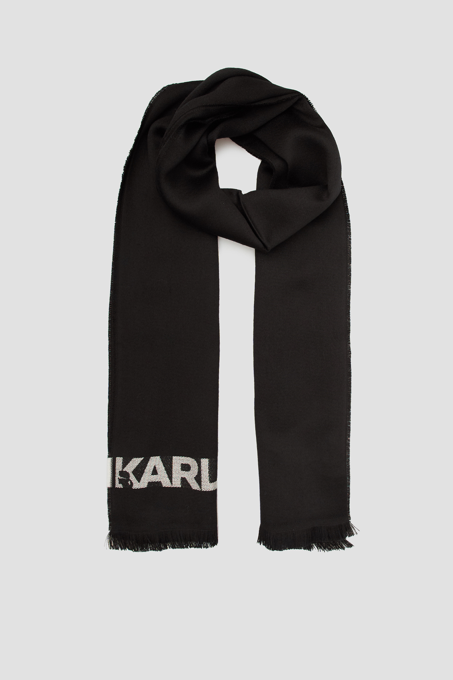 Мужской черный шерстяной шарф Karl Lagerfeld 512139.805001;990