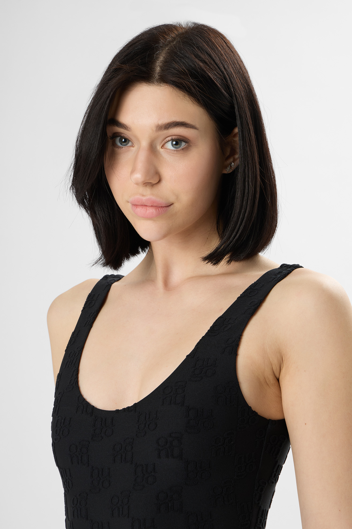 Женский черный купальник с узором HUGO 50561075;001