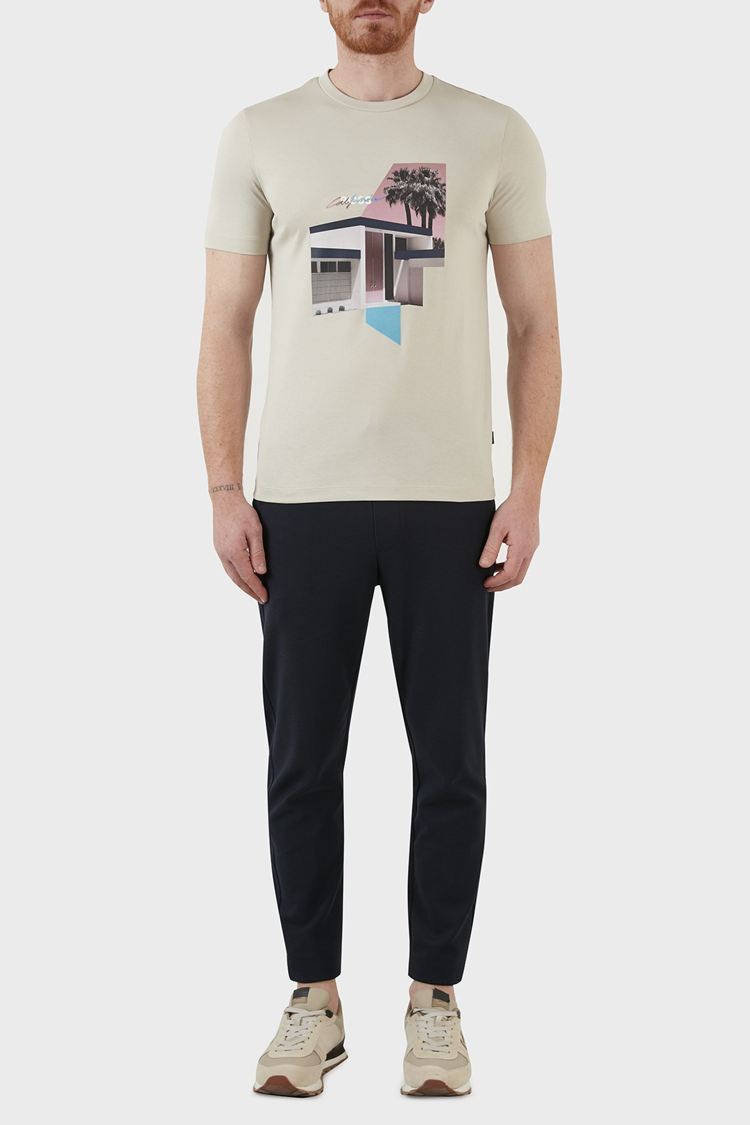 Мужская бежевая футболка BOSS 50467430;271