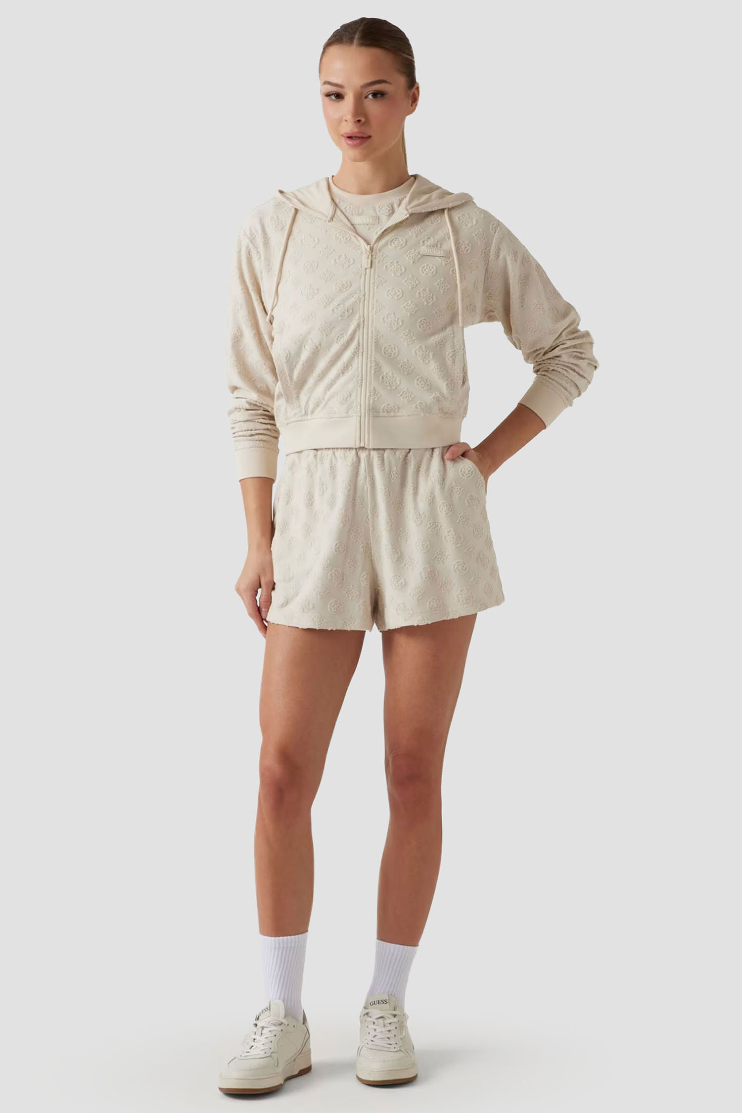 Жіноча бежева кофта на блискавці Guess V5GQ00.KCT02;FNFN