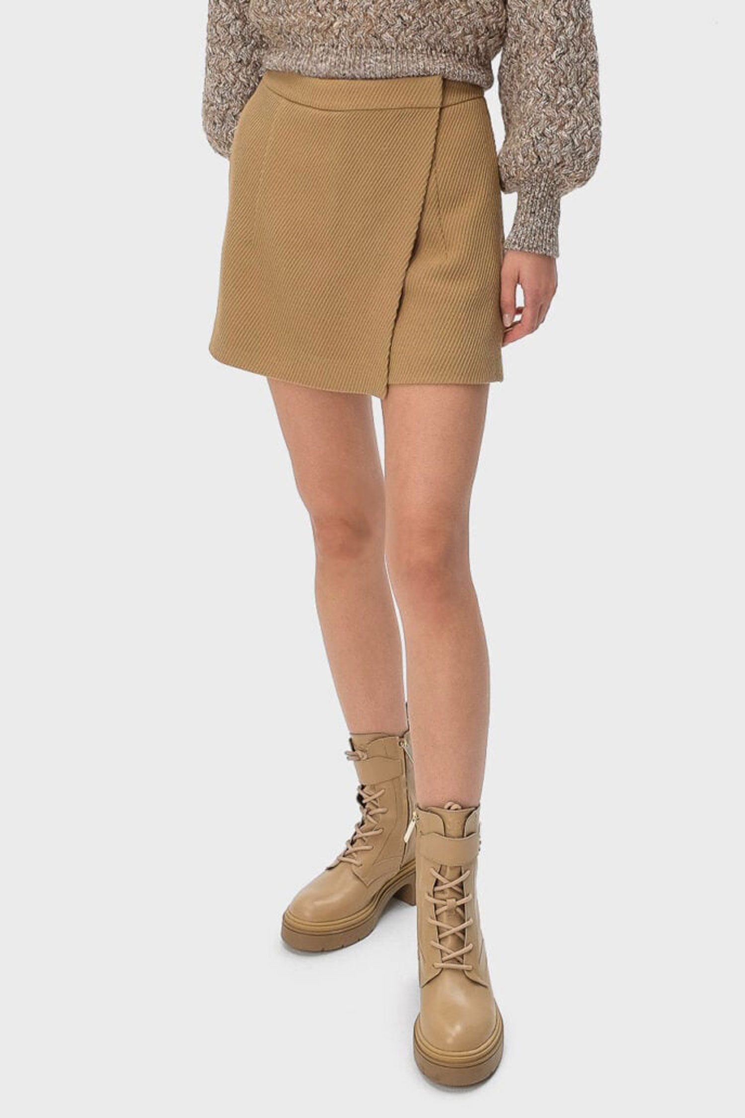 Женская бежевая шерстяная юбка-шорты BOSS 50502952;260