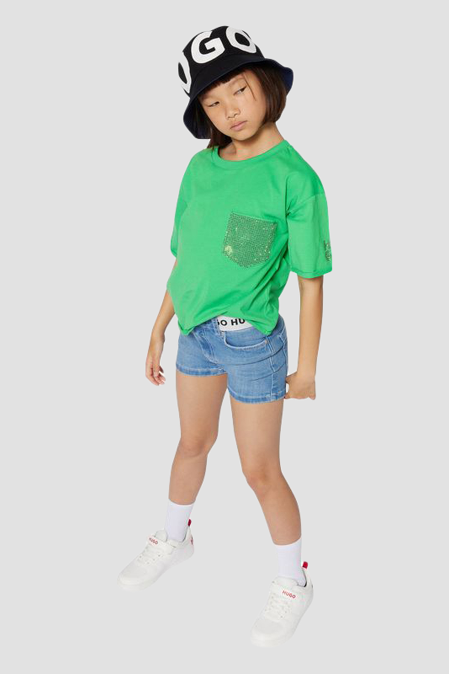 Детские голубые джинсовые шорты HUGO kids G00407;Z25