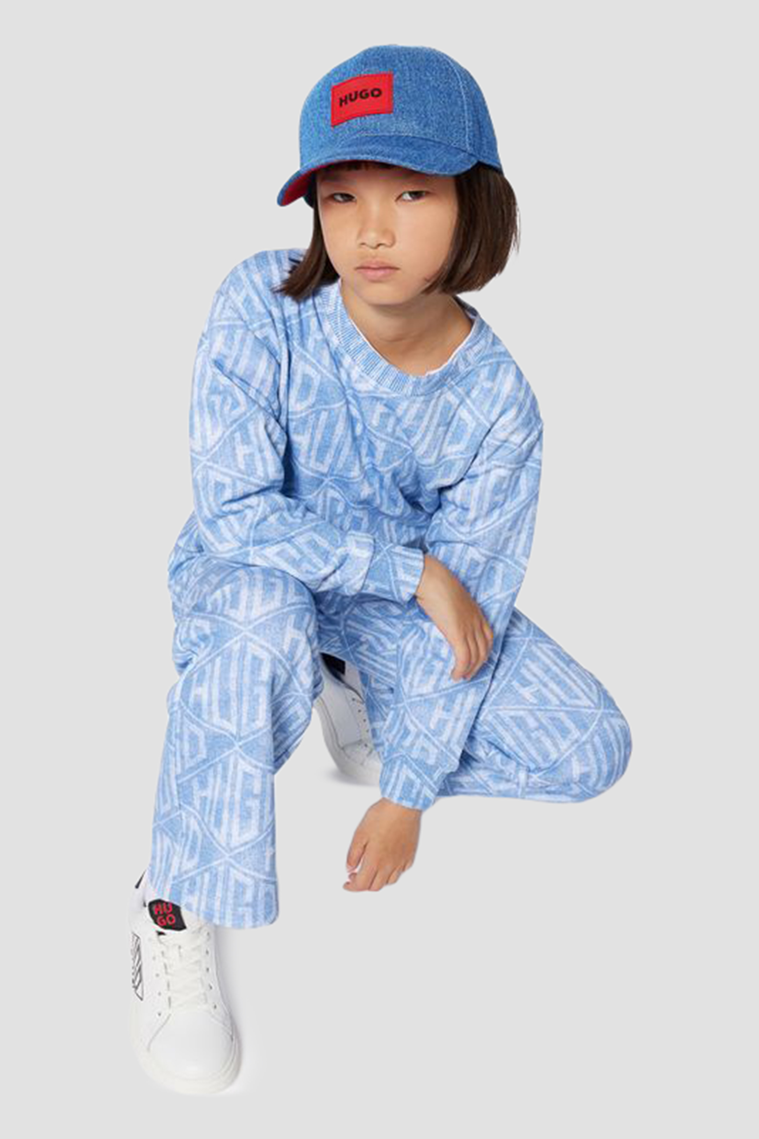 Детский голубой свитшот с узором HUGO kids G00395;Z10
