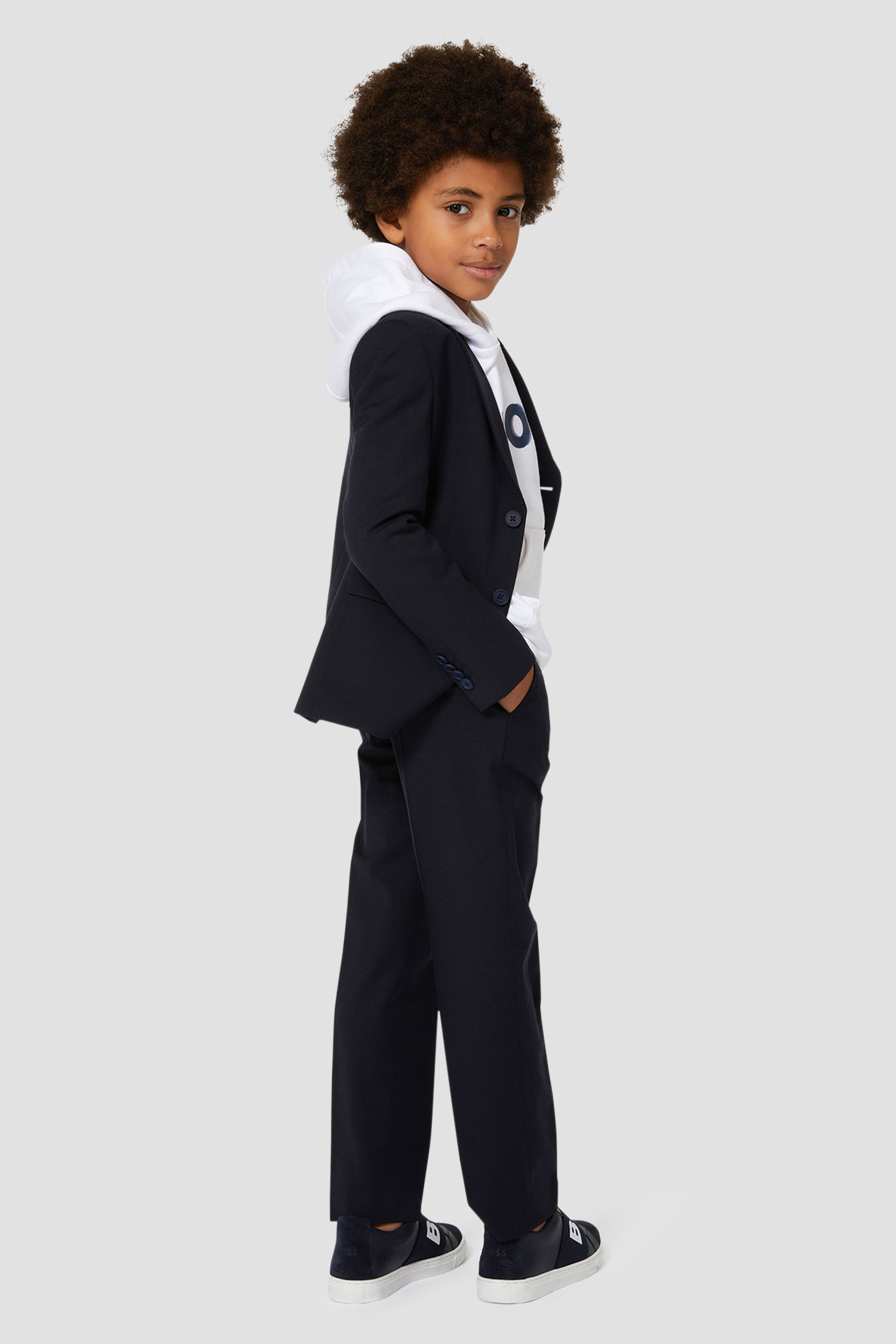 Детские темно-синие кожаные слипоны BOSS kids J29348;849