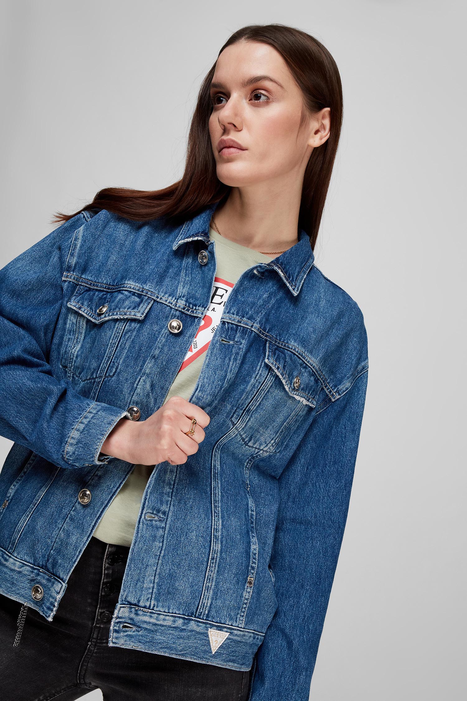 Женская синяя джинсовая куртка Guess W2RN16.D3Y0V;RGEL