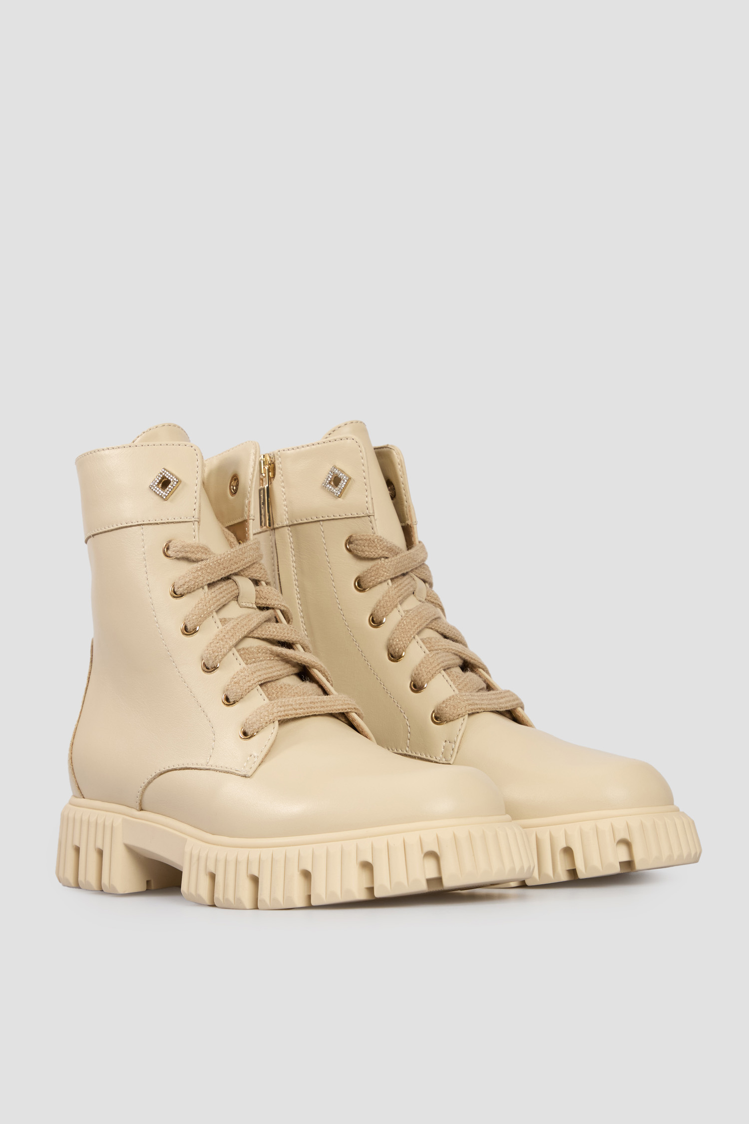 Женские бежевые кожаные ботинки BALDININI D5B504P1VITE;9012