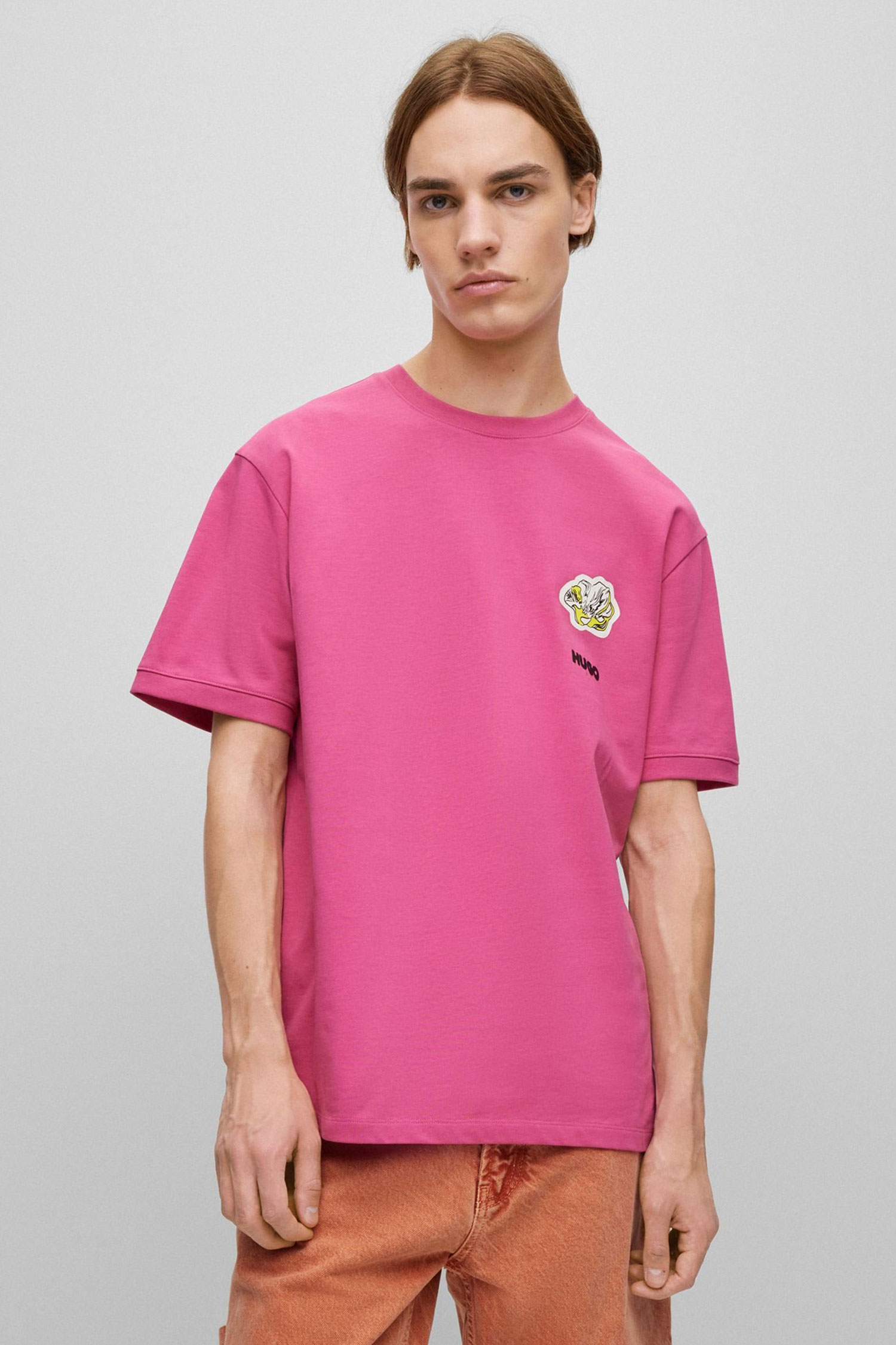 Мужская розовая футболка HUGO 50488947;675