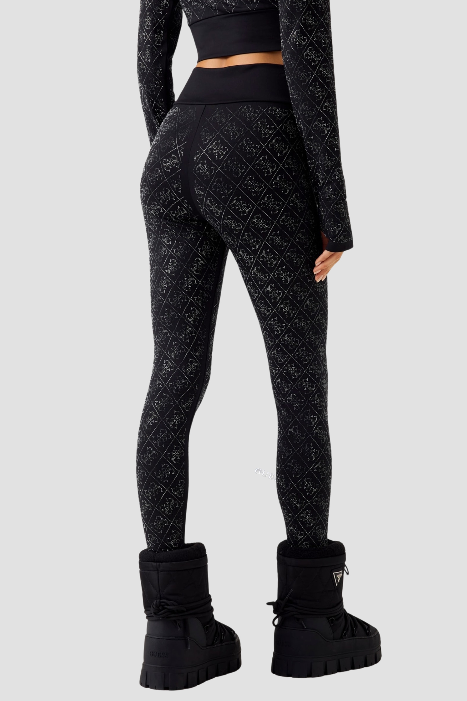Женские черные леггинсы с узором Guess W5BB73.K7182;JBLK
