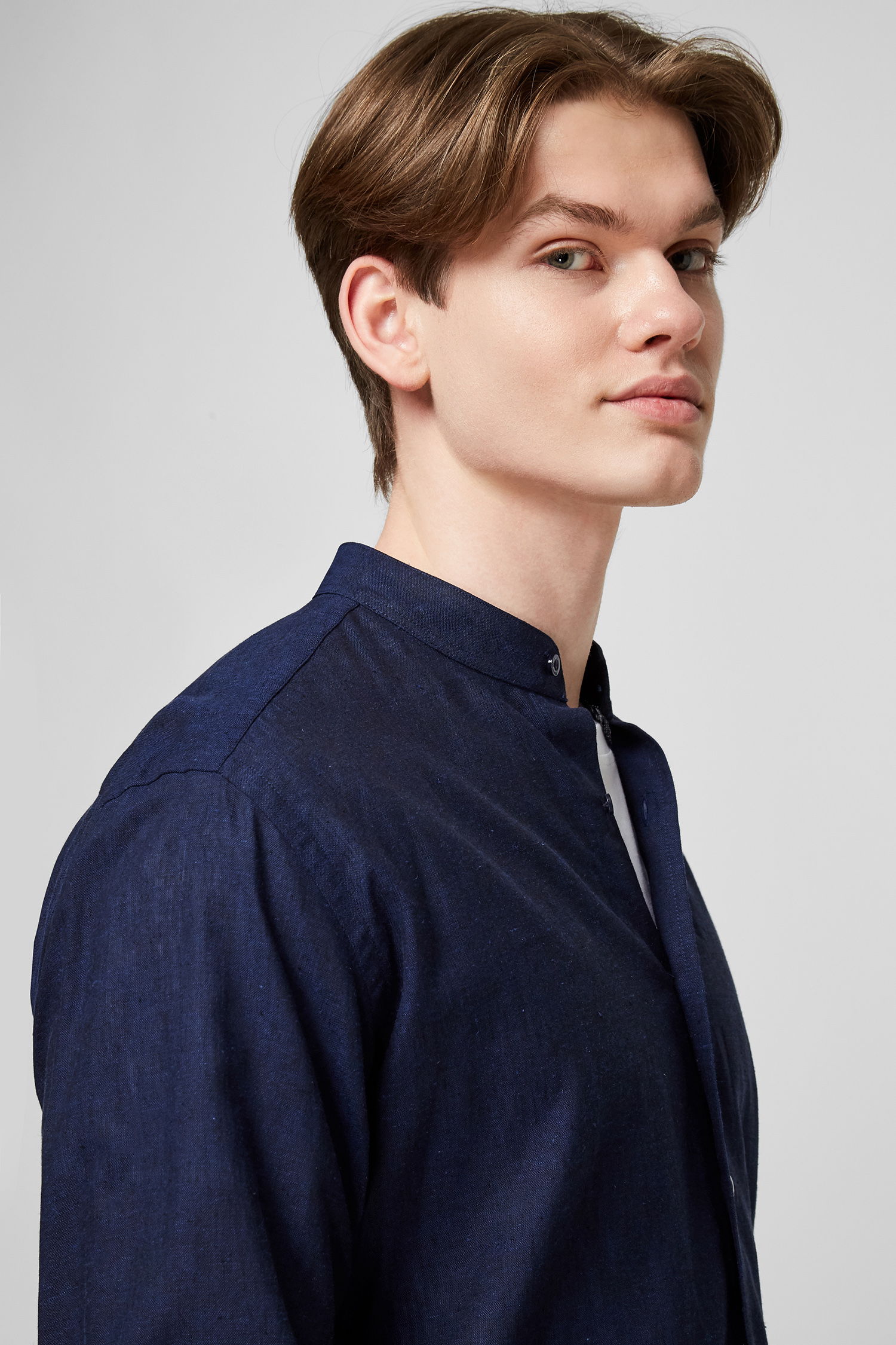 Темно-синяя льняная рубашка для парней Karl Lagerfeld 511628.605035;690