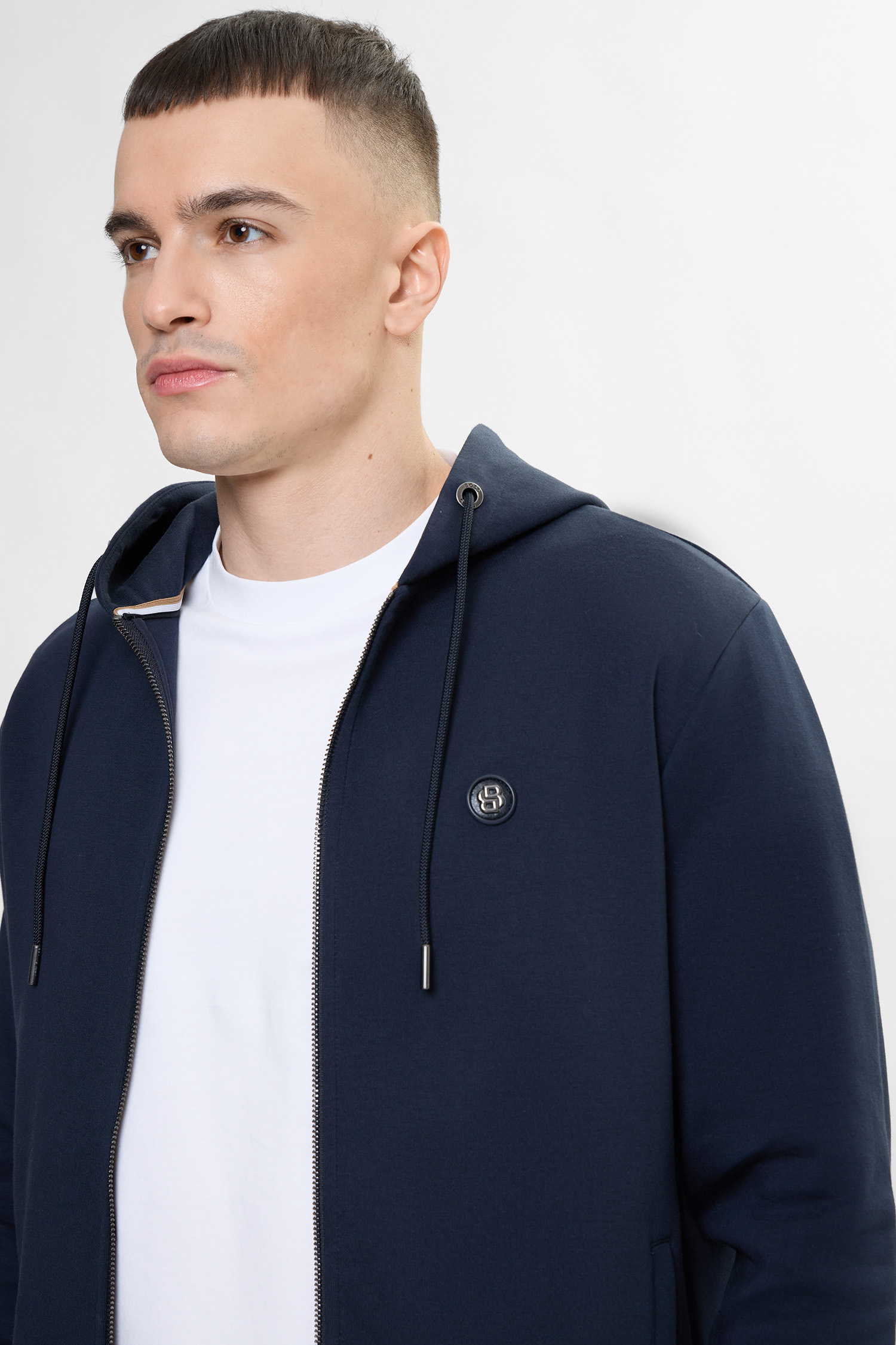 Чоловіча темно-синя кофта на блискавці BOSS 50555851;404