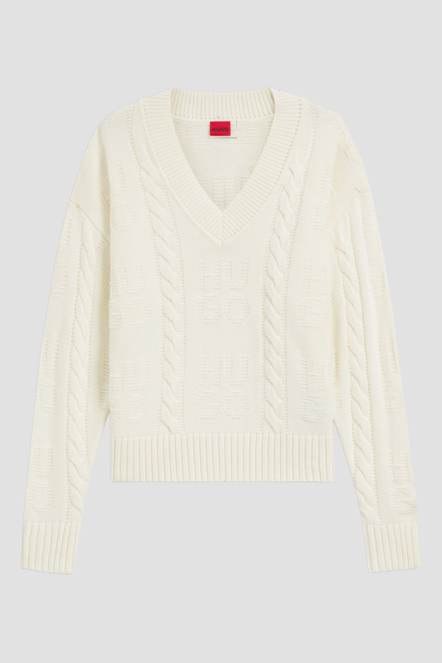 Женский белый шерстяной пуловер HUGO 50554075;115