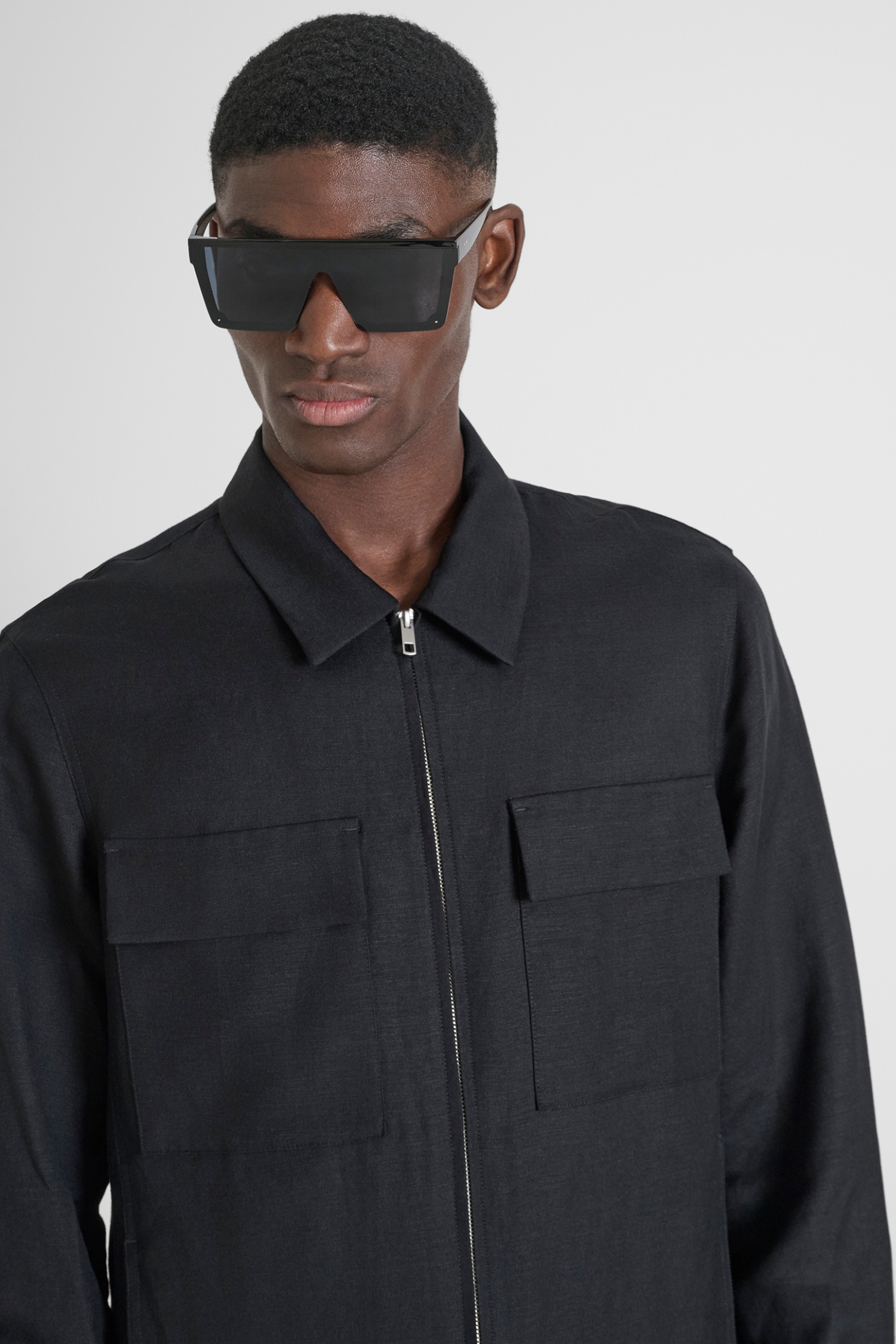 Мужская черная льняная рубашка Antony Morato MMSL00748.FA900135;9000