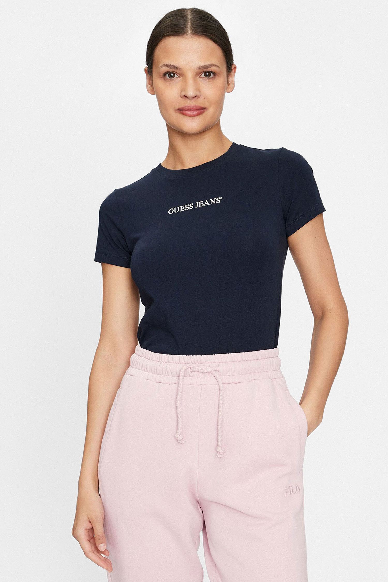 Женская темно-синяя футболка Guess Jeans W4YI01.J1314;A71W