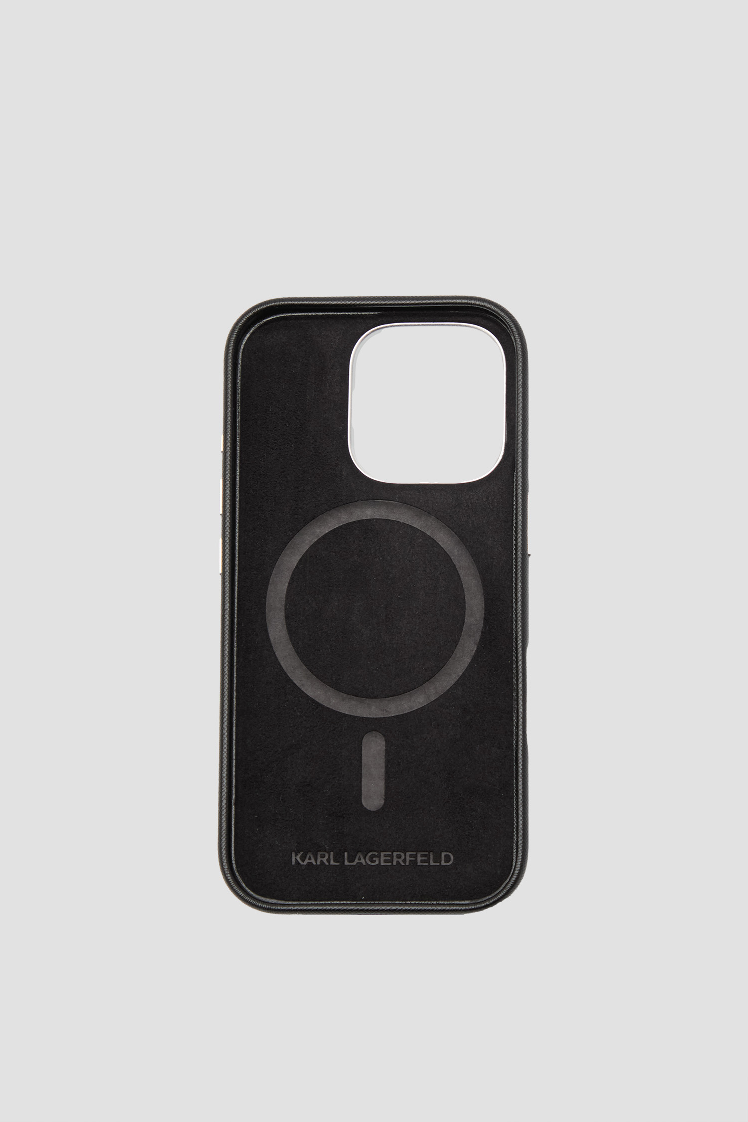 Чоловічий чорний чохол для телефону iPhone 16 Pro Karl Lagerfeld KLHMP16LPSAFWMCK;BLACK