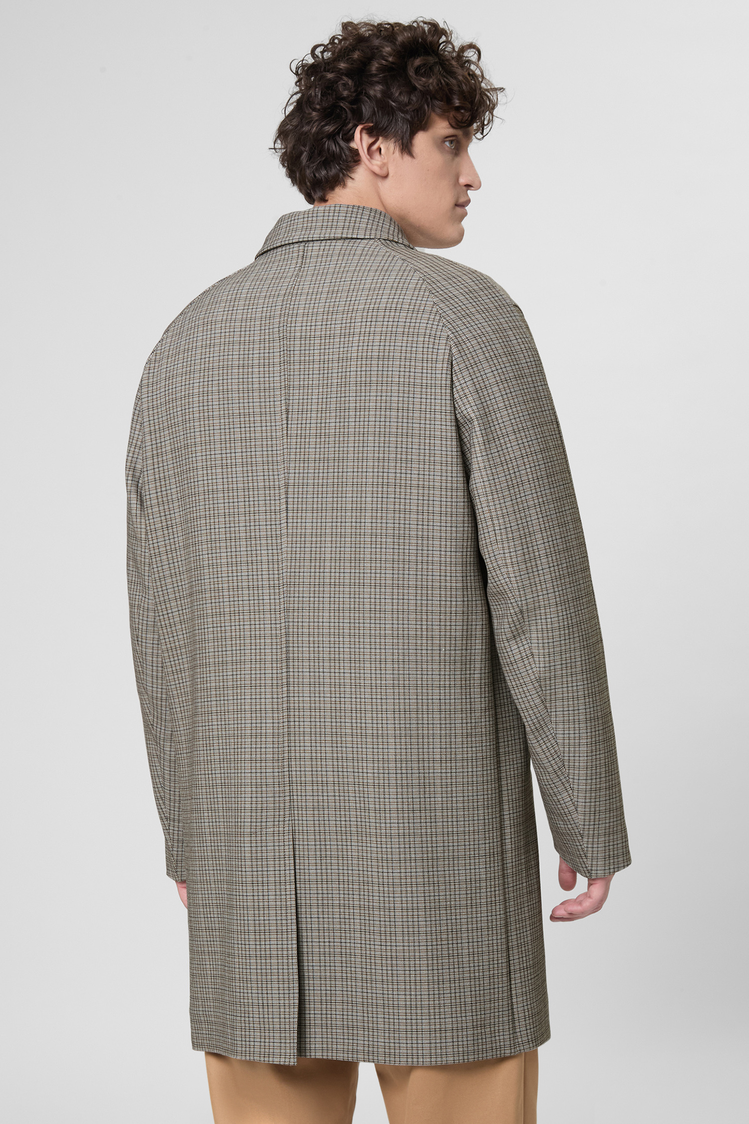 Чоловіче бежеве картате пальто BOSS 50546039;260