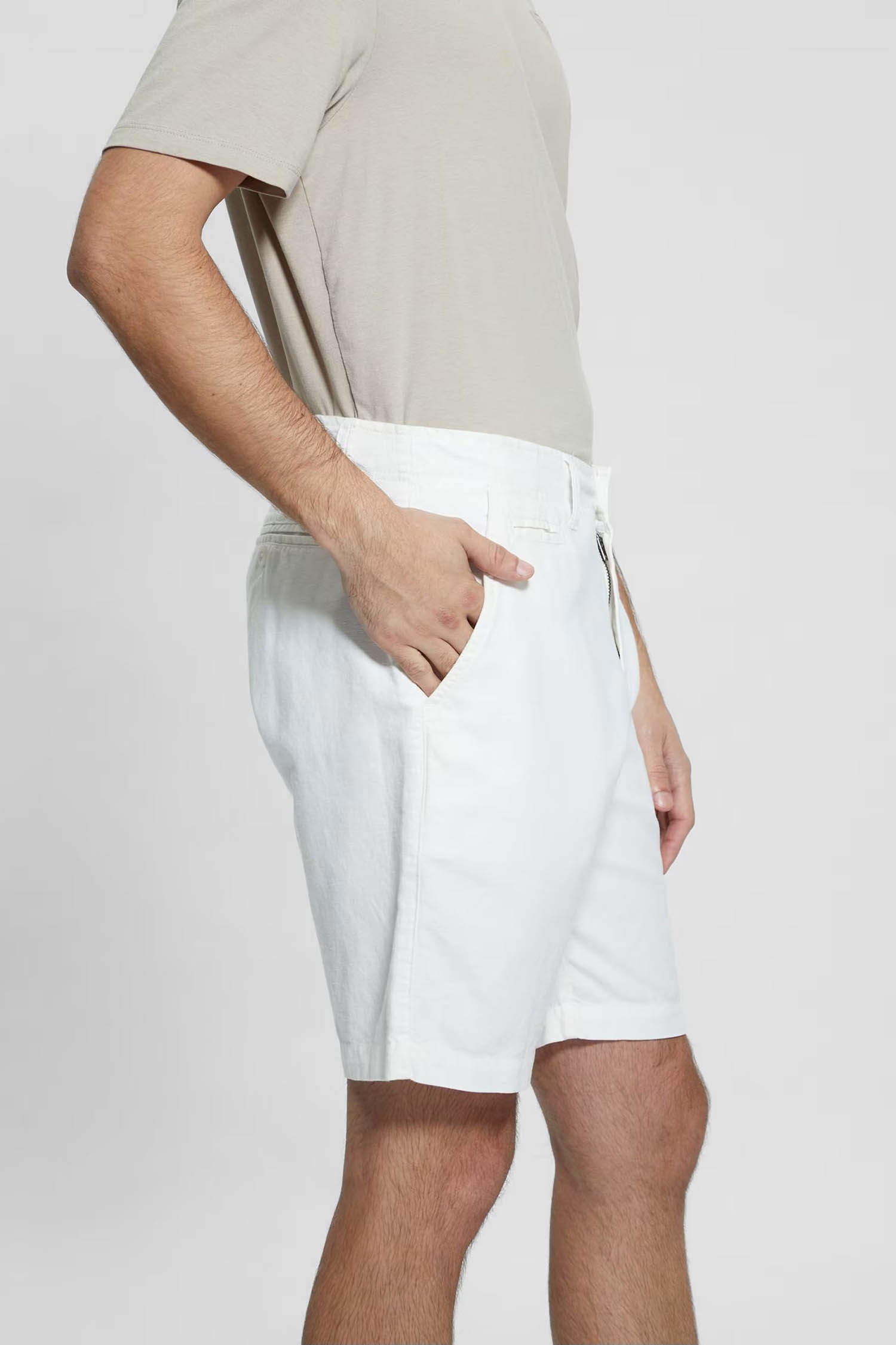 Мужские белые льняные шорты Guess M4GB59.WG8B0;G018