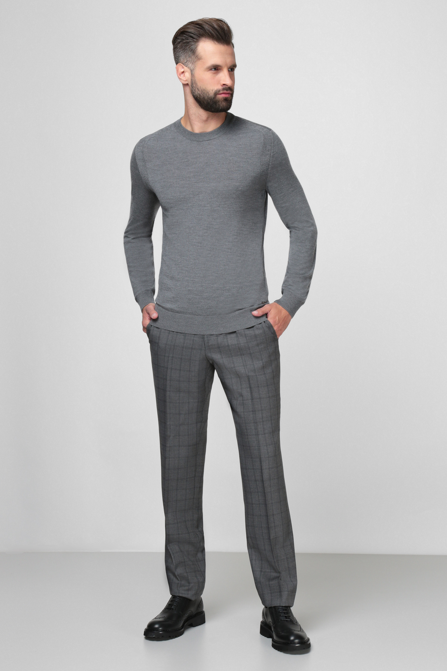 Мужской серый шерстяной джемпер BOSS 50457742;030