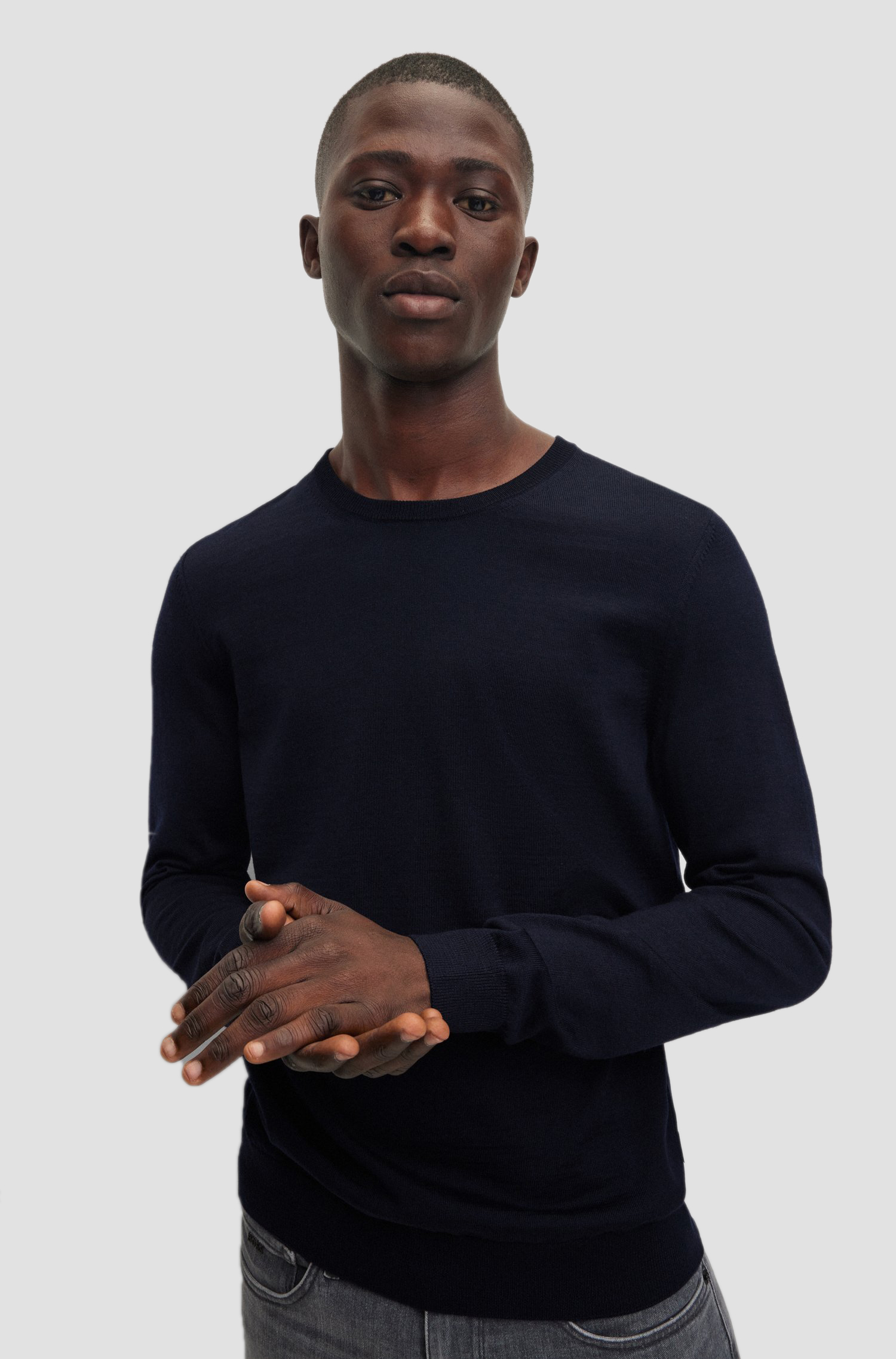 Мужской темно-синий шерстяной джемпер BOSS 50468239;404