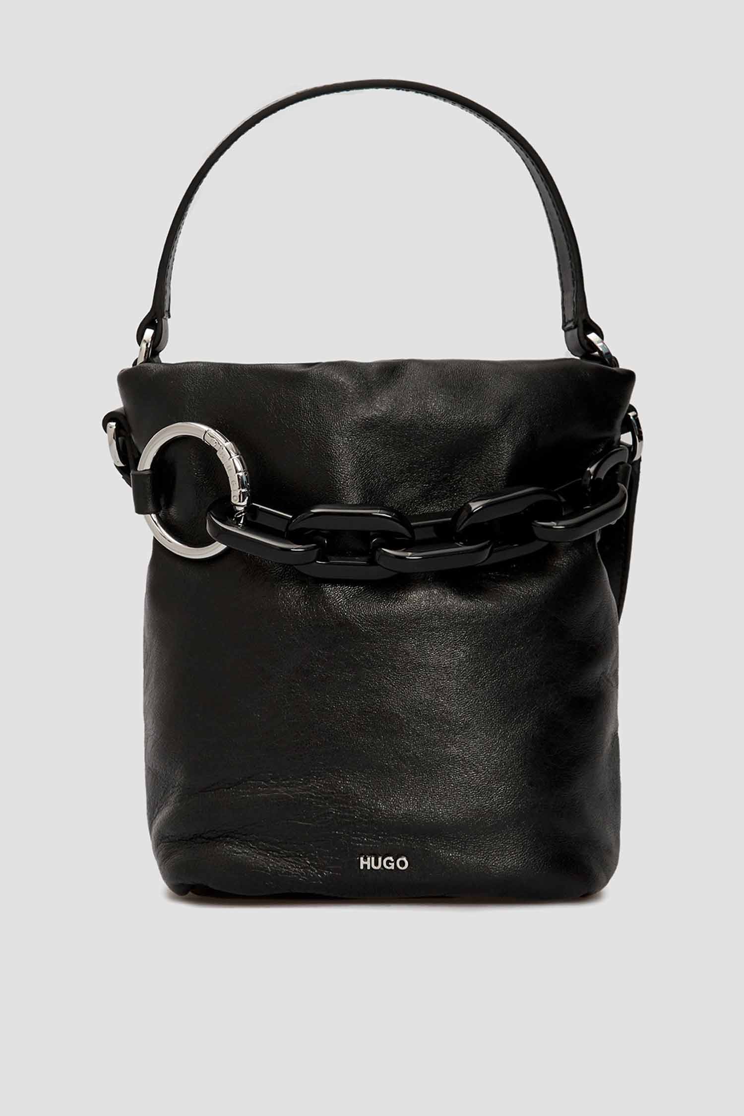 Жіноча чорна шкіряна сумка HUGO 50456089;001