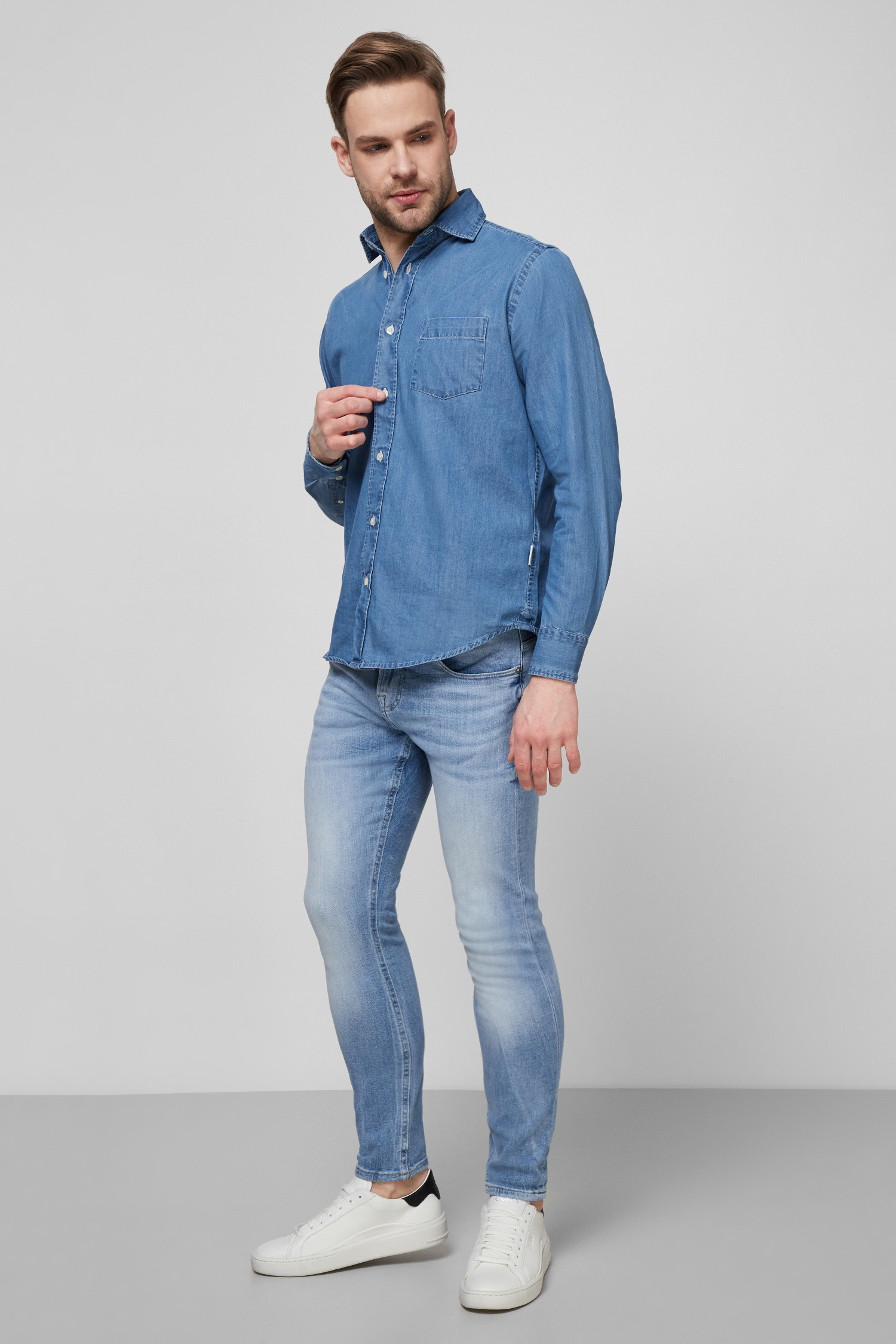 Мужская голубая джинсовая рубашка Guess M1GH54.D4DW1;JEWE