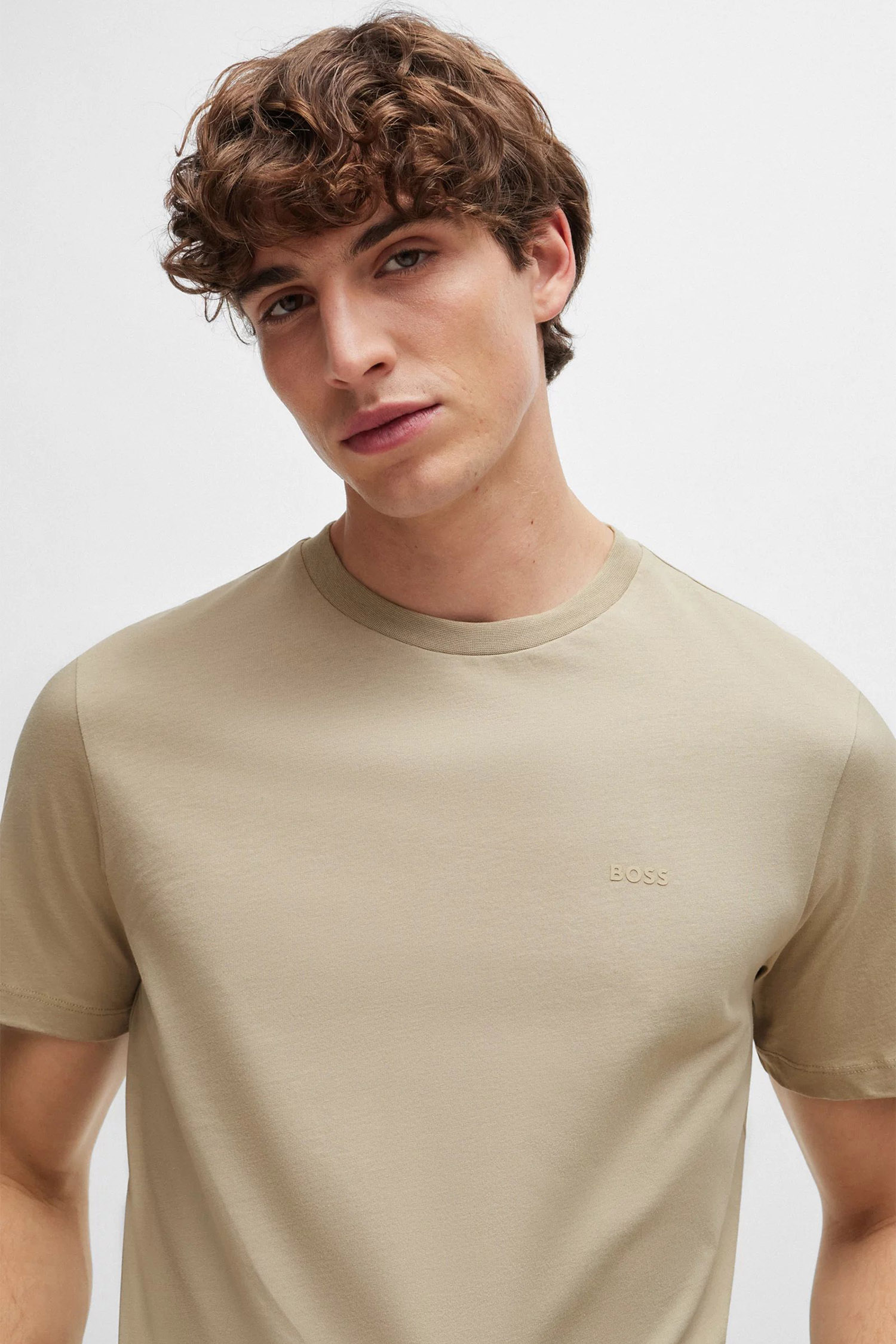 Мужская бежевая футболка BOSS 50468347;255