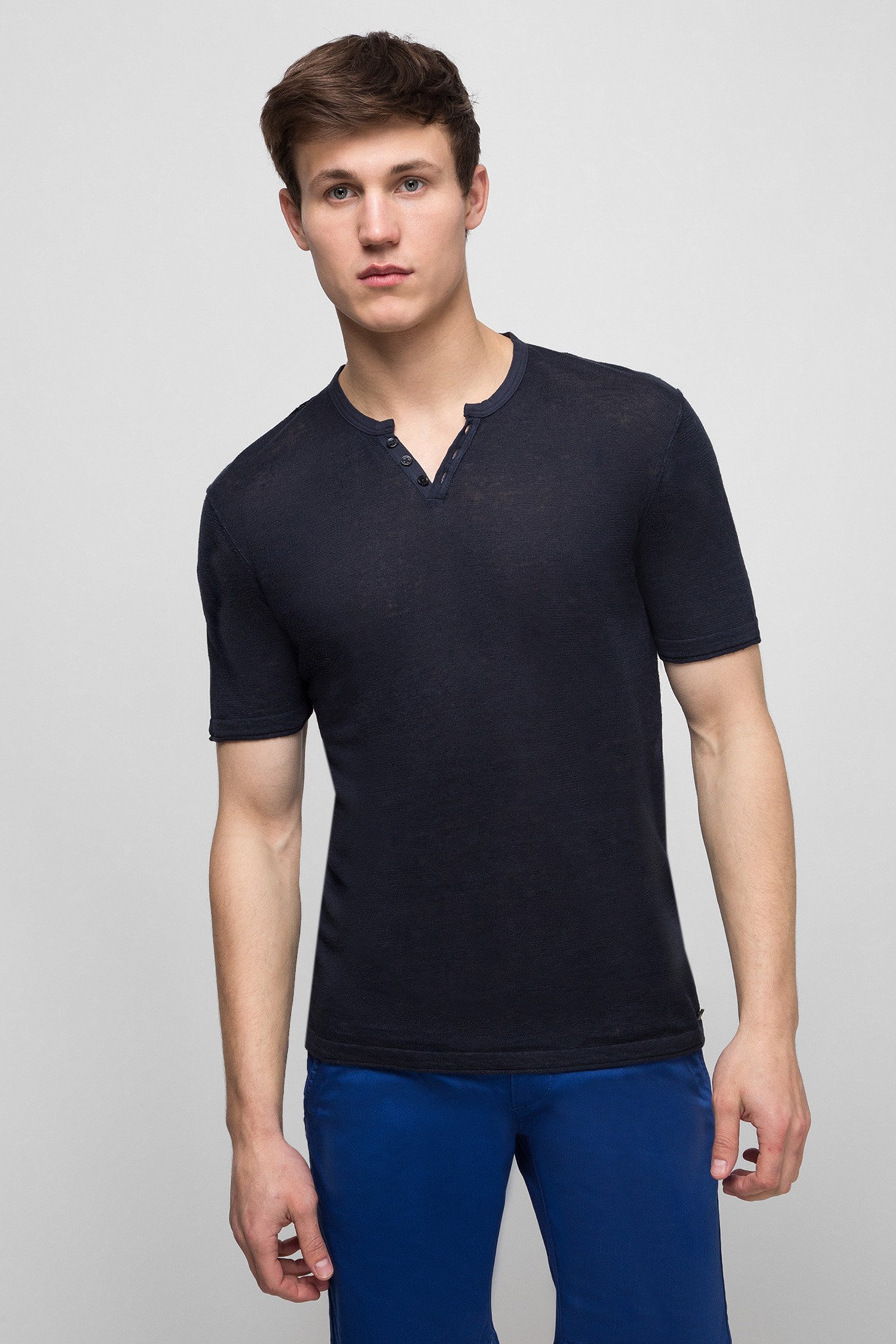 Мужская темно-синяя льняная футболка Karl Lagerfeld 501305.655037;690