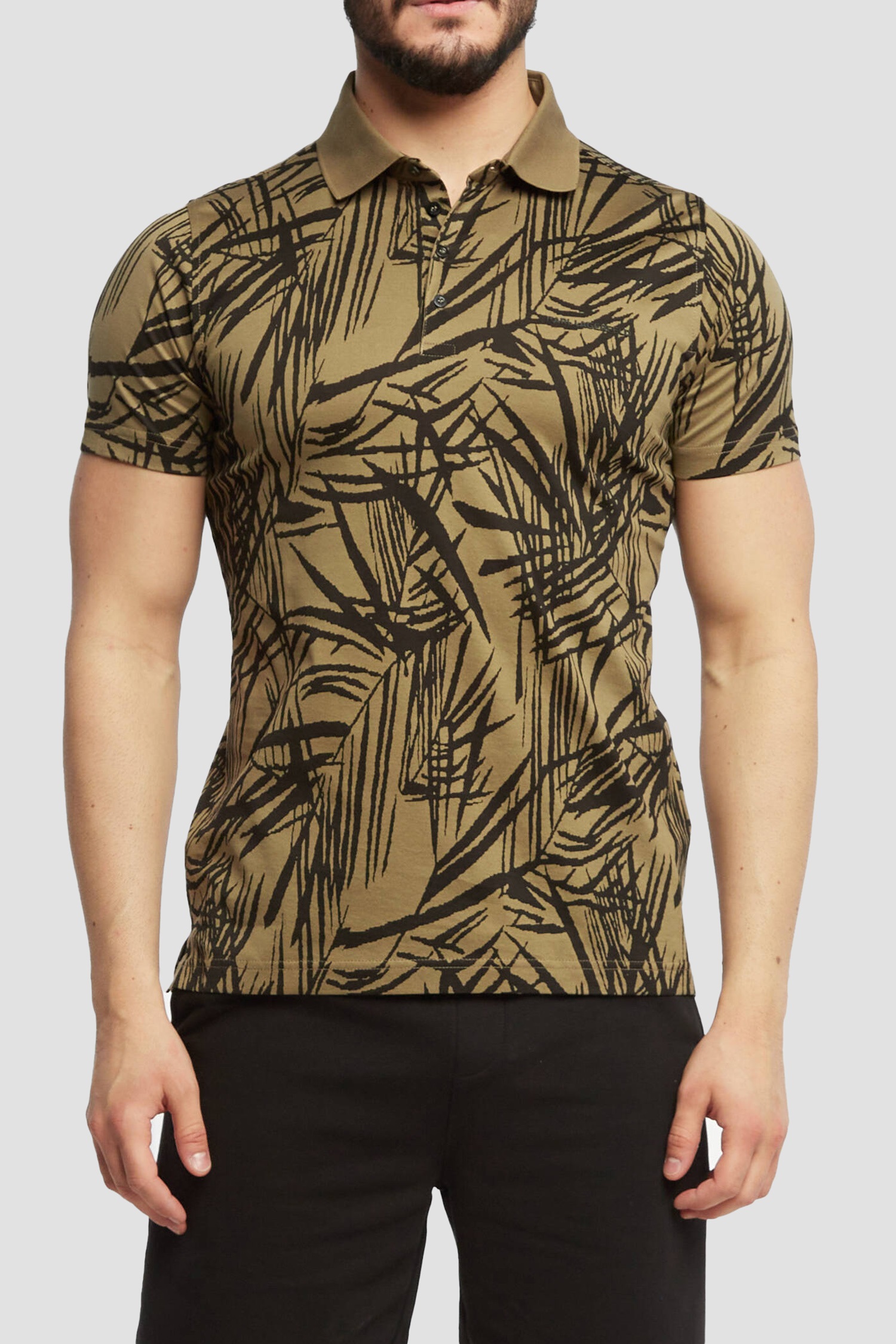 Мужское оливковое поло с узором Karl Lagerfeld 521203.745007;570