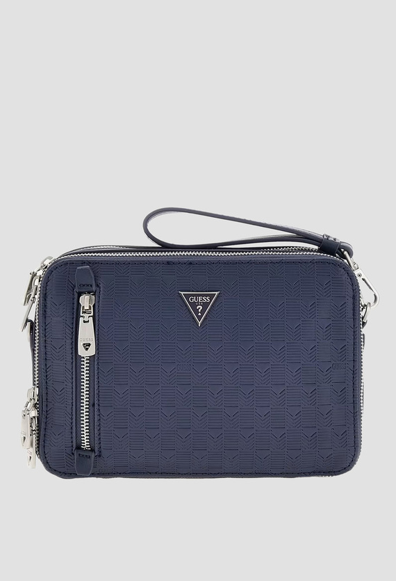 Мужская темно-синяя сумка с узором Guess HMTODE.P5229;DBU