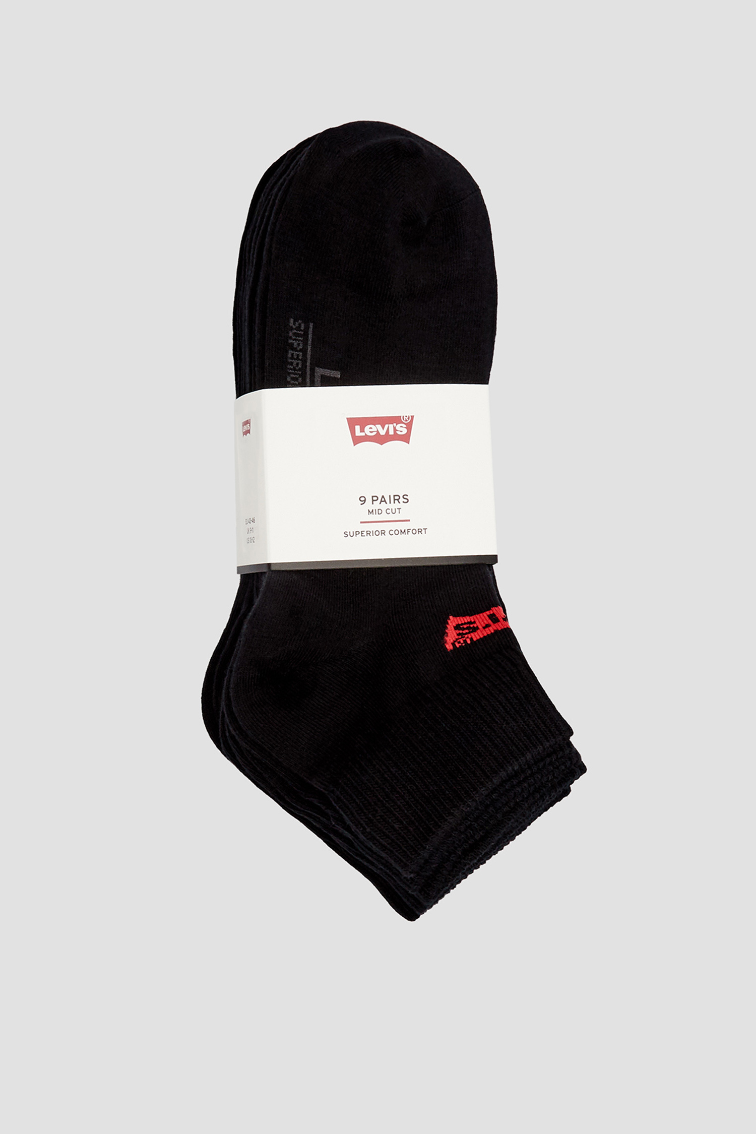 Чоловічі чорні шкарпетки (9 пар) Levi’s® 701219000;002